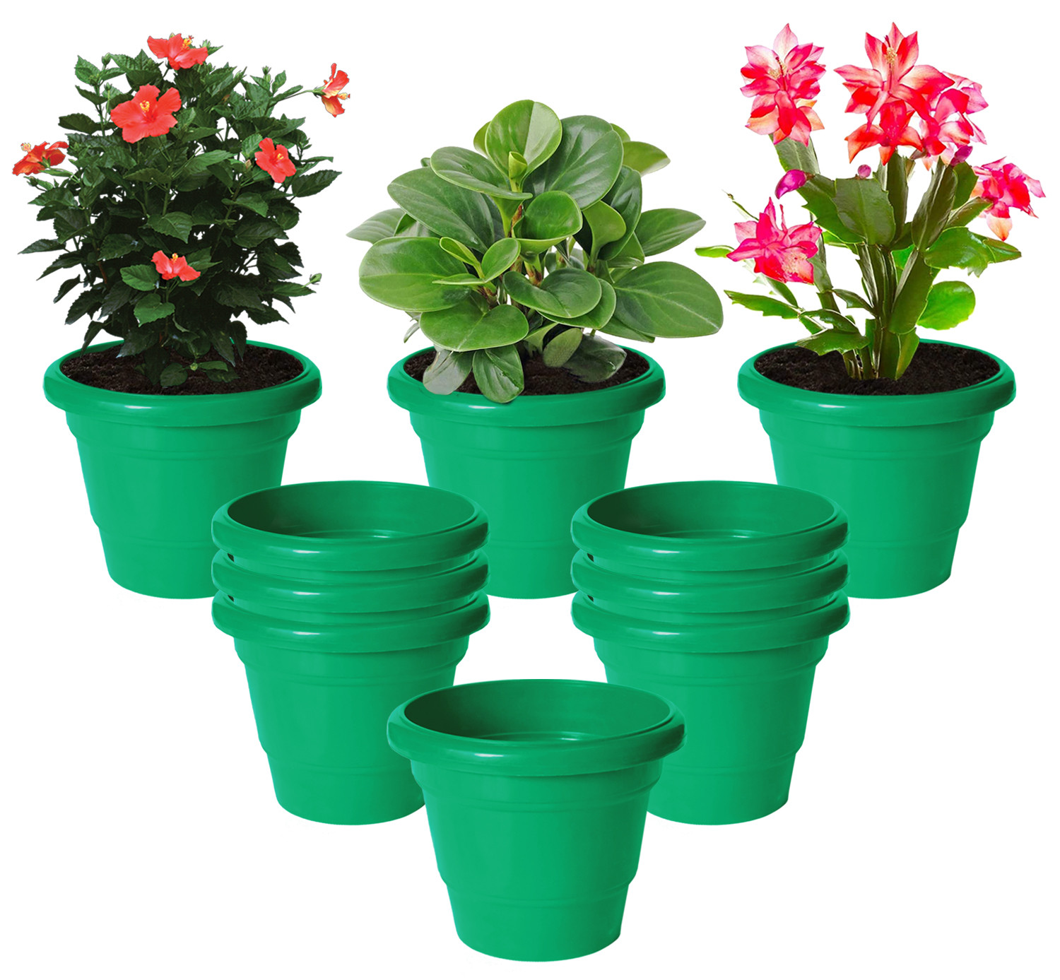 Kuber Industries Solid 2 Layered Plastic Flower Pot|Gamla For Home Decor,Nursery,Balcony,Garden,6