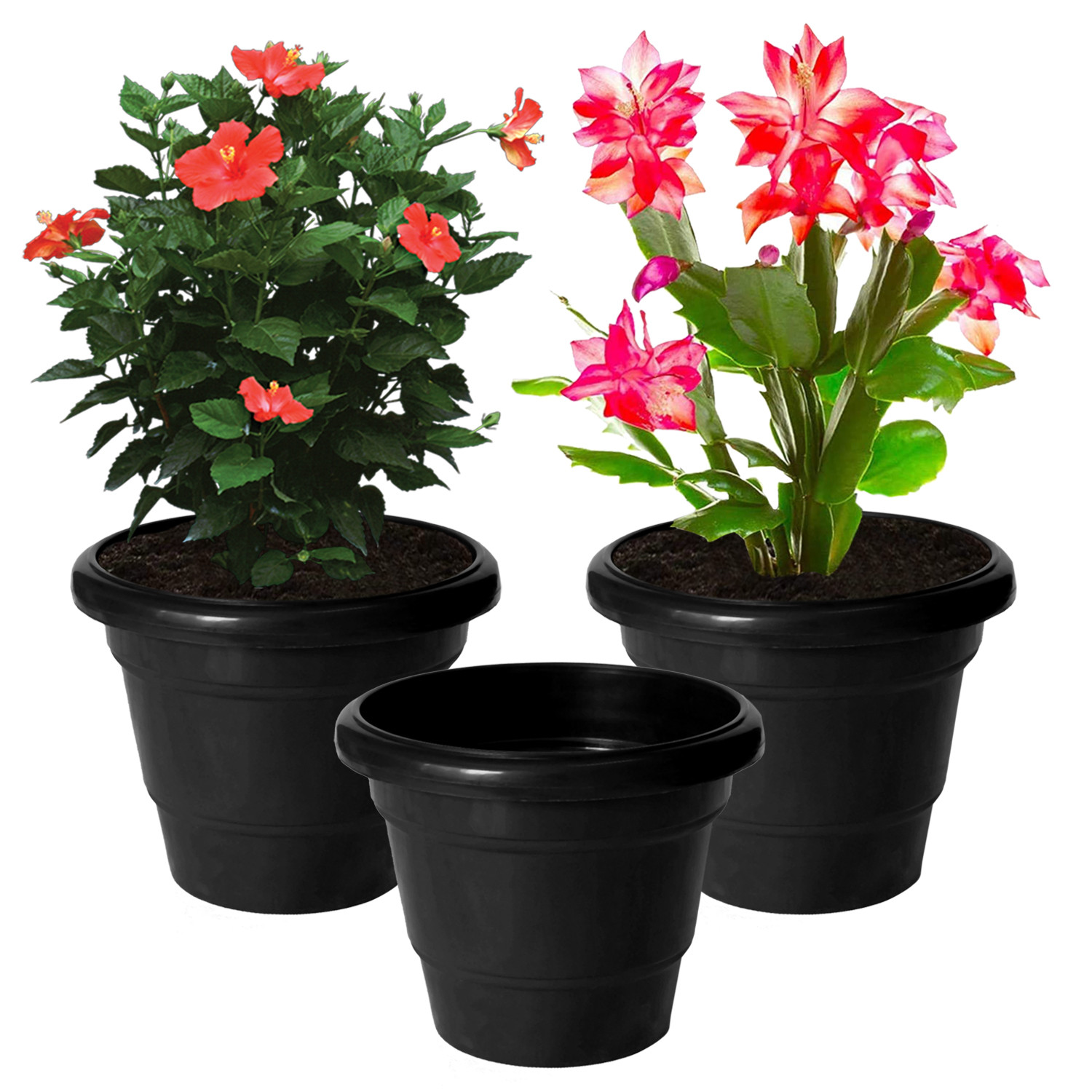 Kuber Industries Solid 2 Layered Plastic Flower Pot|Gamla For Home Decor,Nursery,Balcony,Garden,6