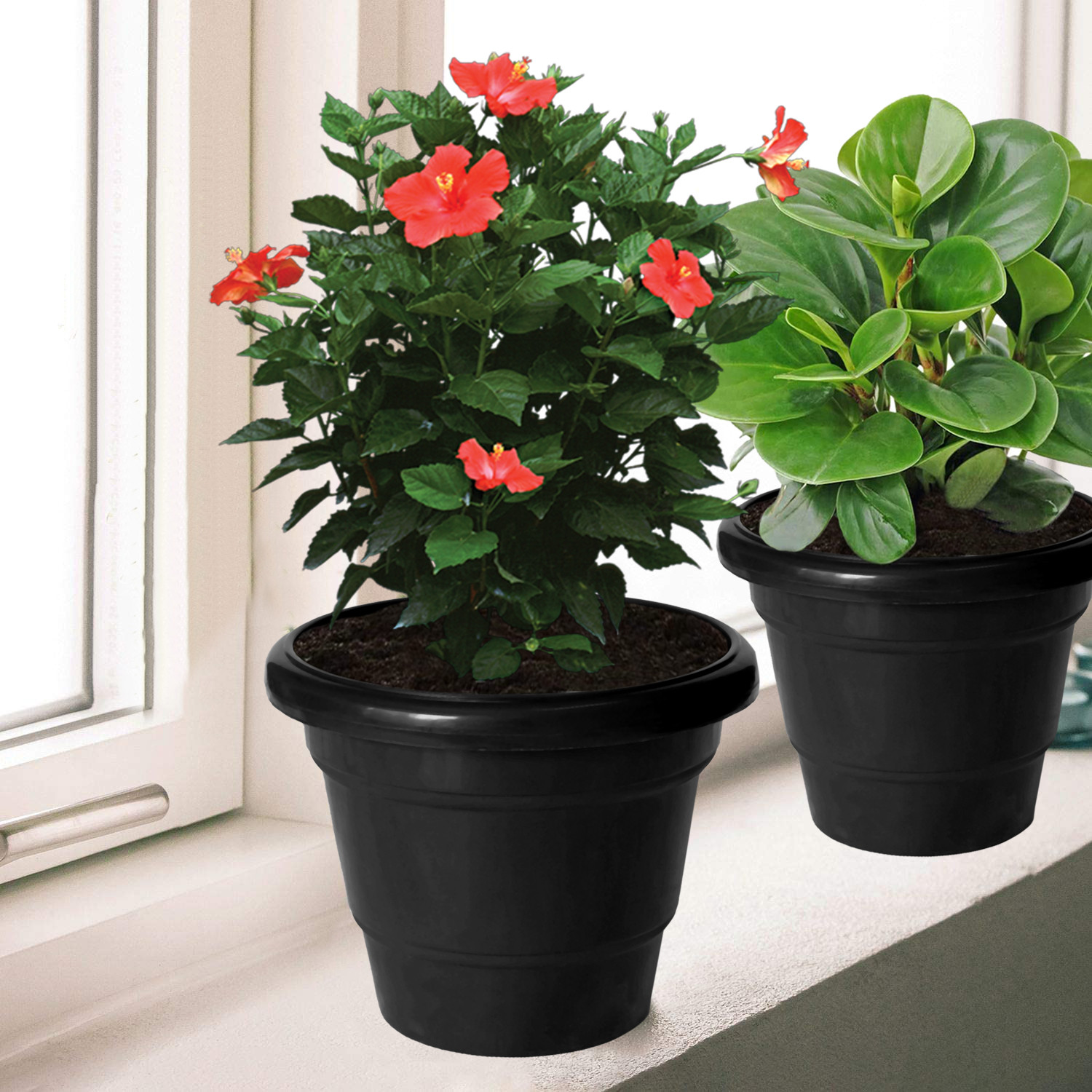 Kuber Industries Solid 2 Layered Plastic Flower Pot|Gamla For Home Decor,Nursery,Balcony,Garden,6