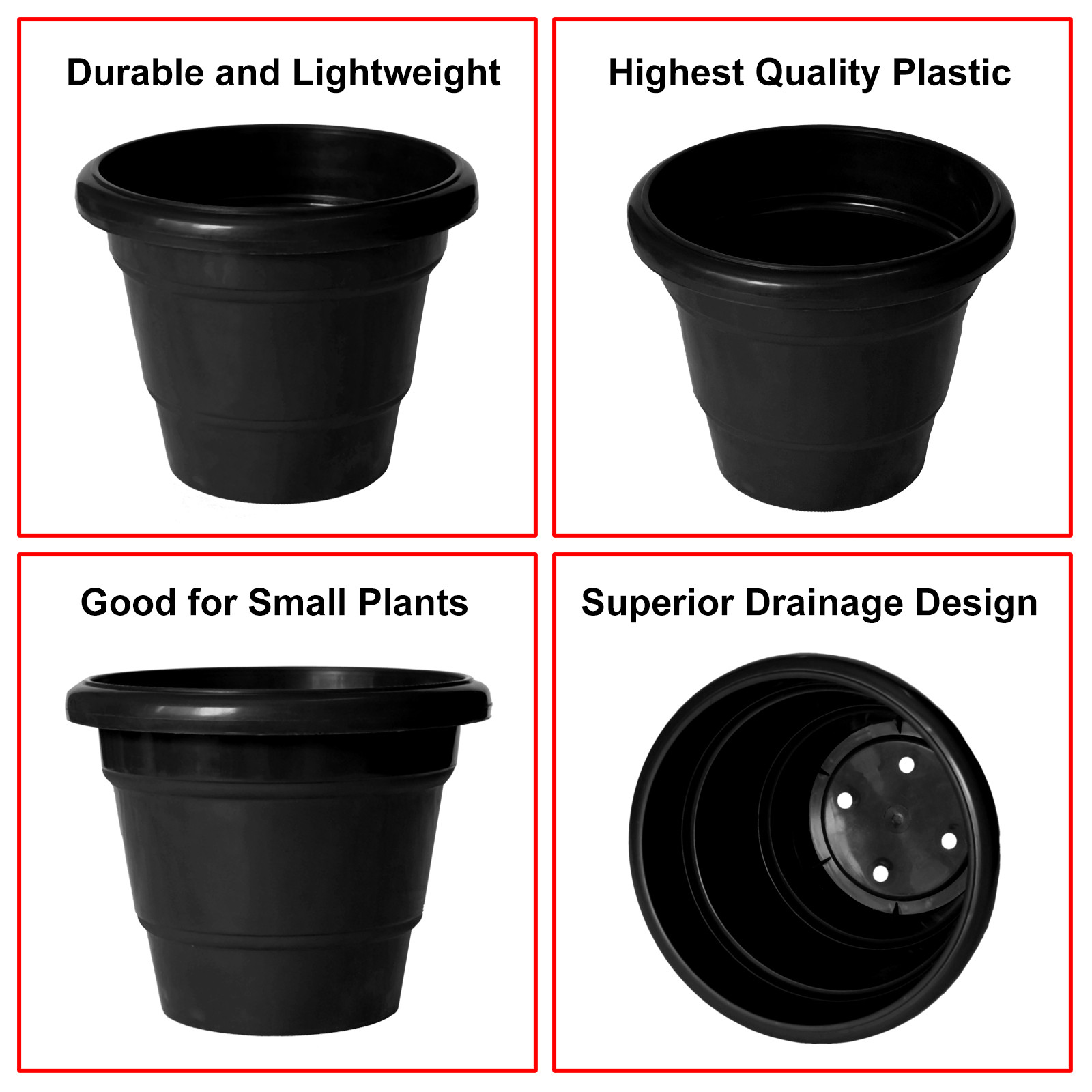 Kuber Industries Solid 2 Layered Plastic Flower Pot|Gamla For Home Decor,Nursery,Balcony,Garden,6