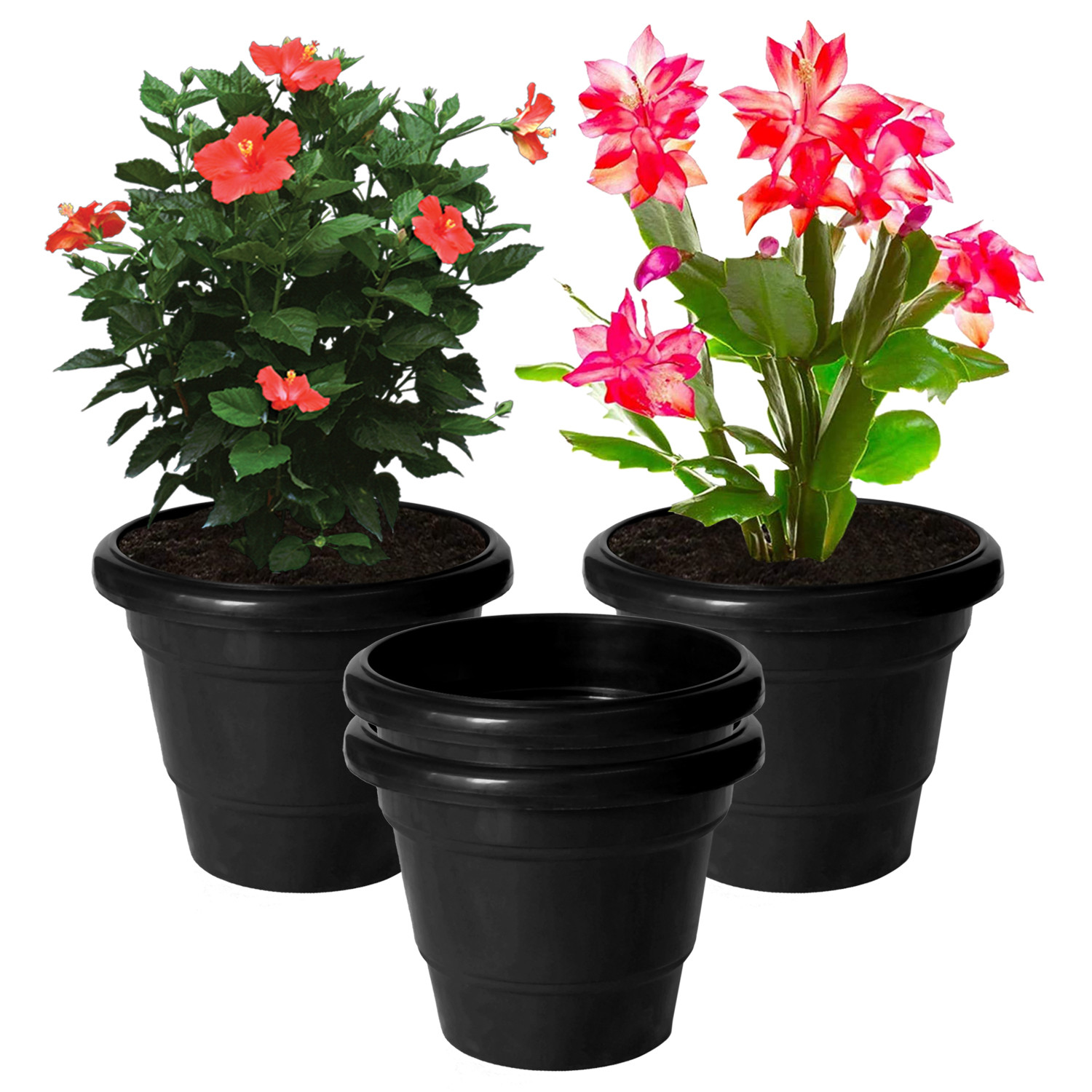 Kuber Industries Solid 2 Layered Plastic Flower Pot|Gamla For Home Decor,Nursery,Balcony,Garden,6