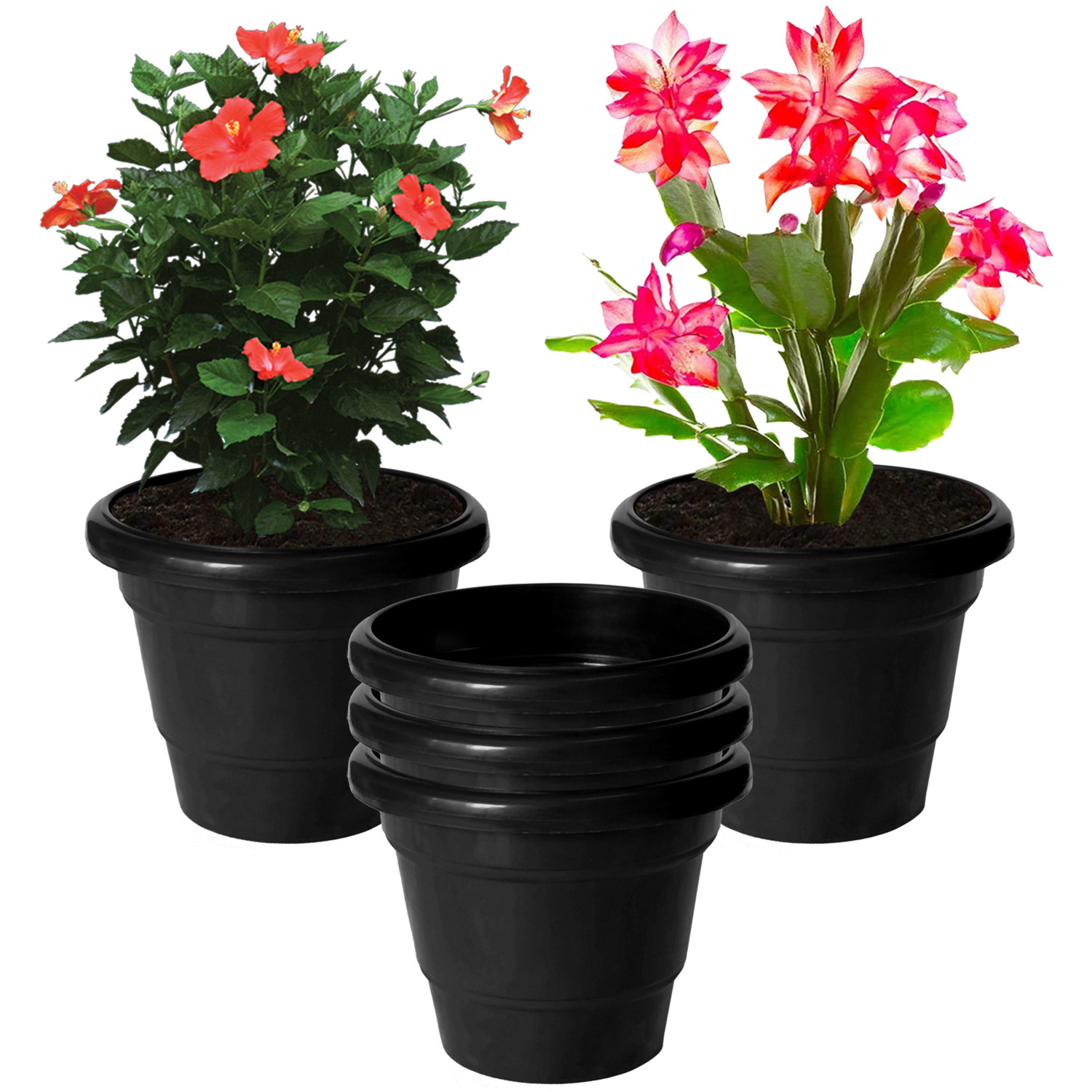 Kuber Industries Solid 2 Layered Plastic Flower Pot|Gamla For Home Decor,Nursery,Balcony,Garden,6