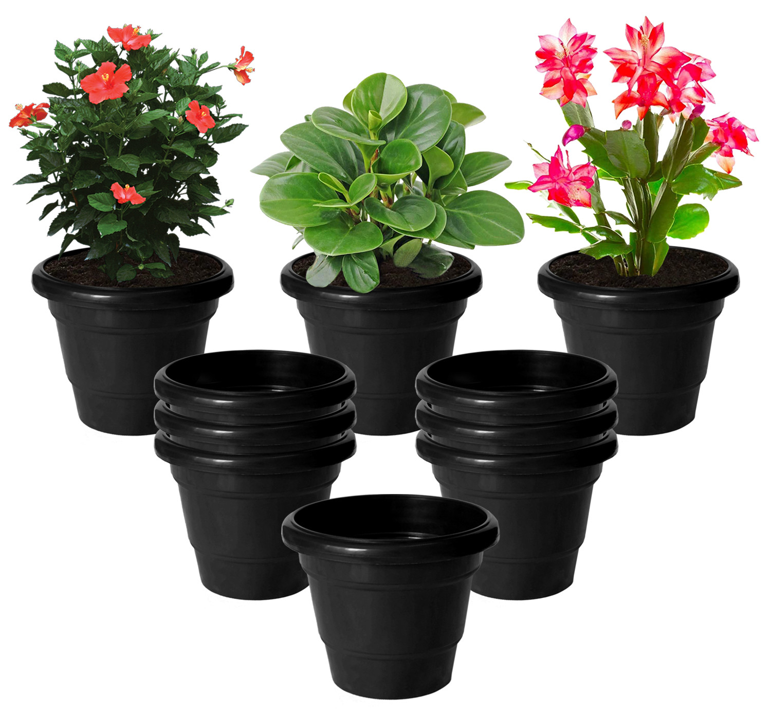 Kuber Industries Solid 2 Layered Plastic Flower Pot|Gamla For Home Decor,Nursery,Balcony,Garden,6