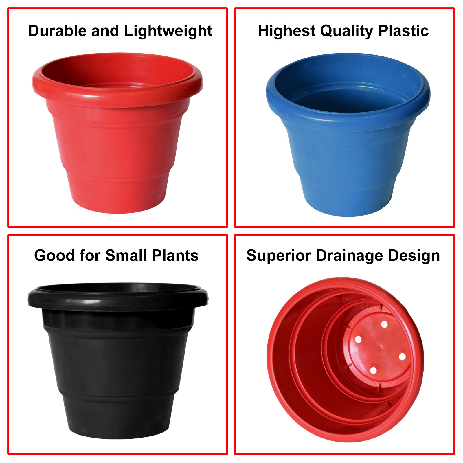 Kuber Industries Solid 2 Layered Plastic Flower Pot|Gamla For Home Decor,Nursery,Balcony,Garden,6