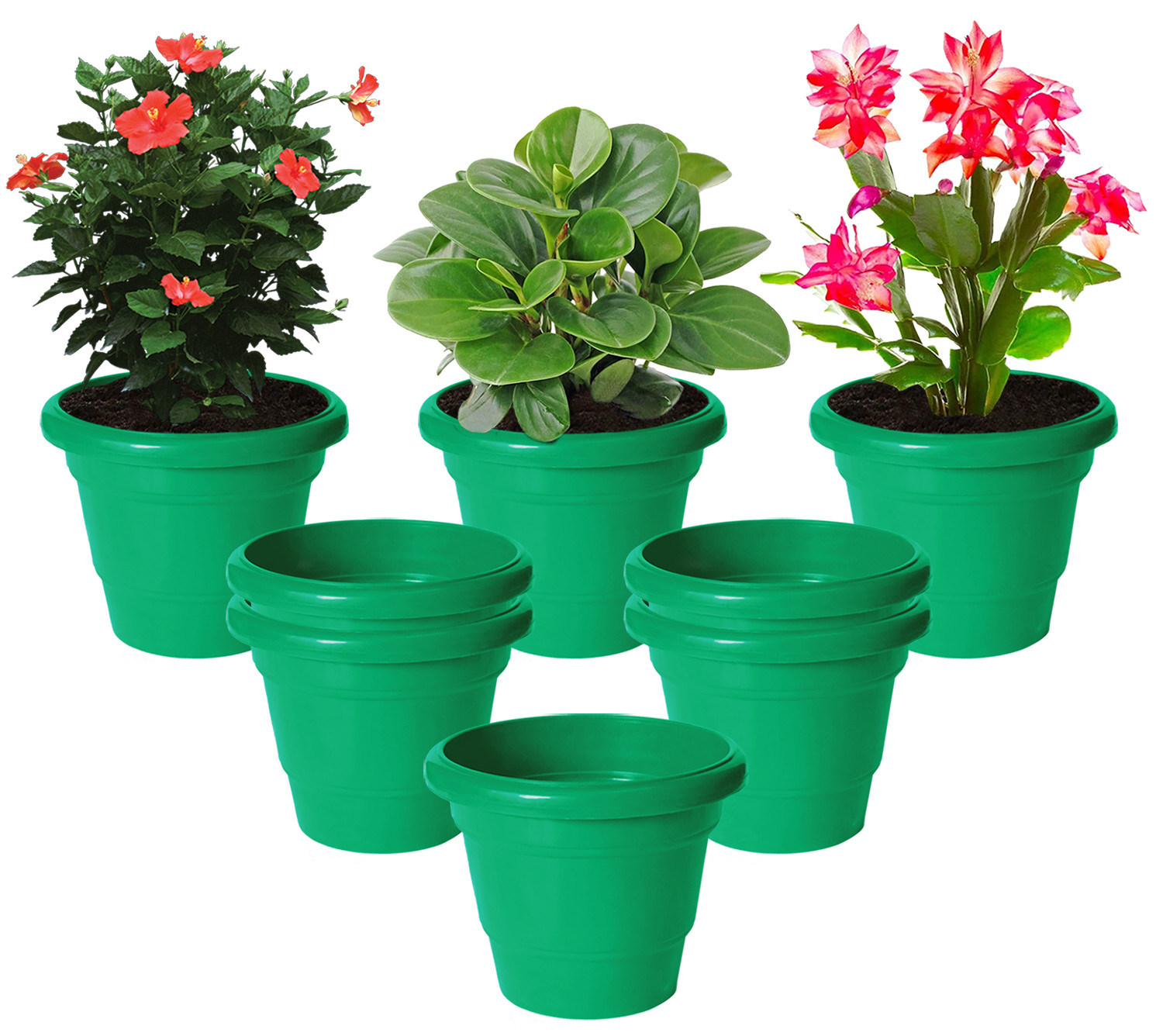 Kuber Industries Solid 2 Layered Plastic Flower Pot|Gamla For Home Decor,Nursery,Balcony,Garden,8
