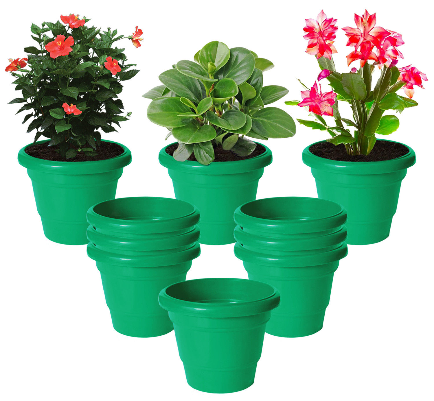 Kuber Industries Solid 2 Layered Plastic Flower Pot|Gamla For Home Decor,Nursery,Balcony,Garden,8