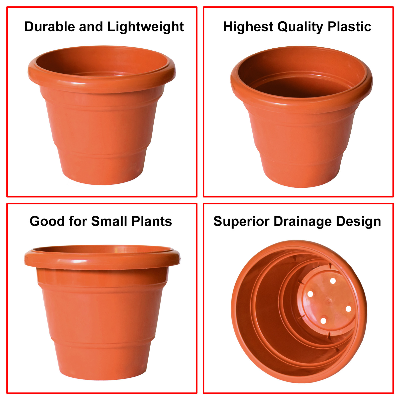 Kuber Industries Solid 2 Layered Plastic Flower Pot|Gamla For Home Decor,Nursery,Balcony,Garden,8