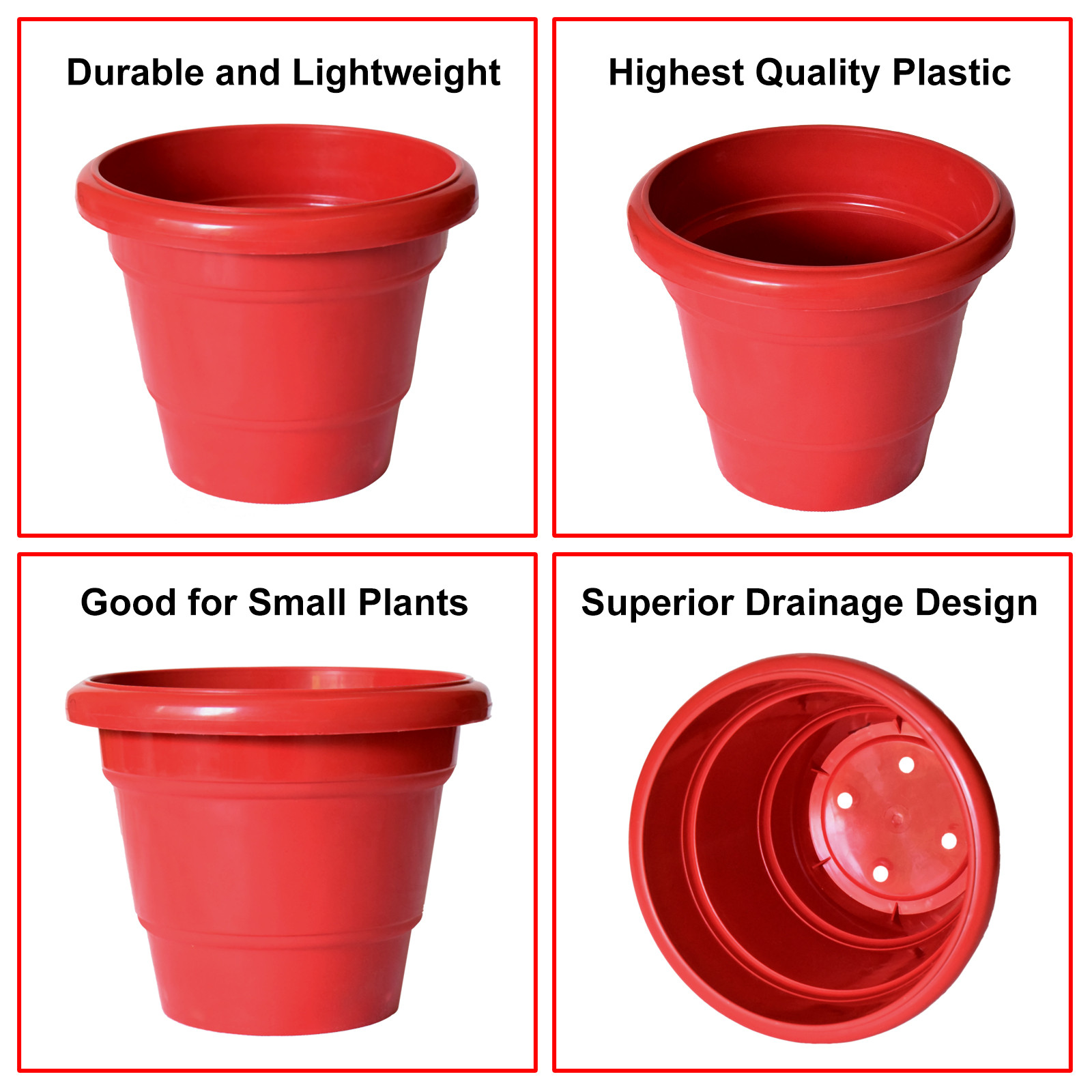 Kuber Industries Solid 2 Layered Plastic Flower Pot|Gamla For Home Decor,Nursery,Balcony,Garden,8