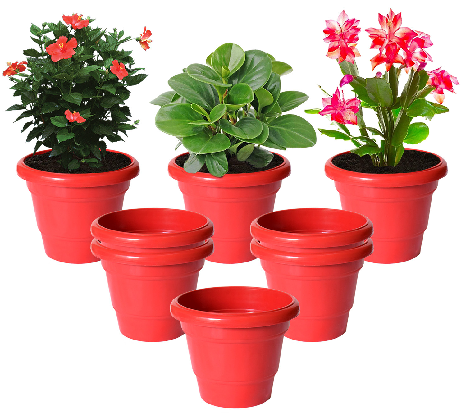 Kuber Industries Solid 2 Layered Plastic Flower Pot|Gamla For Home Decor,Nursery,Balcony,Garden,8