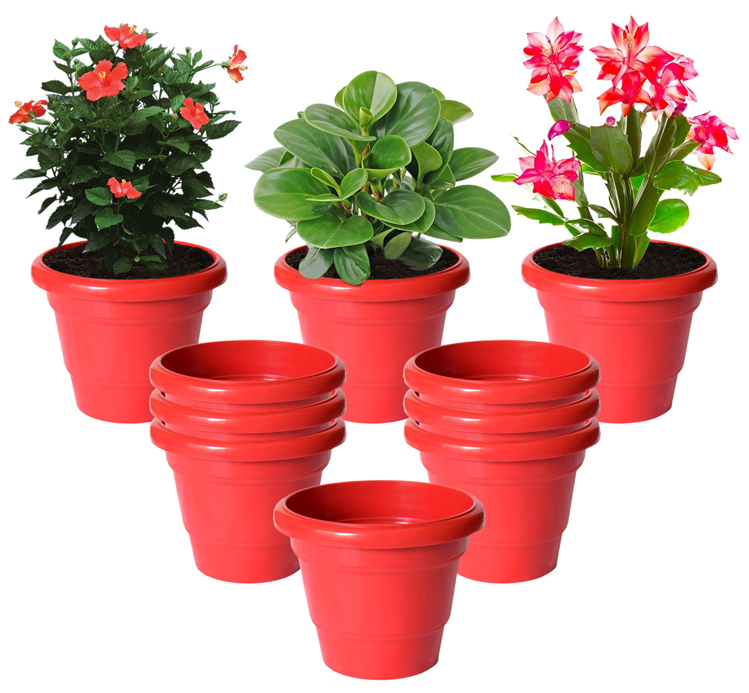 Kuber Industries Solid 2 Layered Plastic Flower Pot|Gamla For Home Decor,Nursery,Balcony,Garden,8