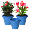 Kuber Industries Solid 2 Layered Plastic Flower Pot|Gamla For Home Decor,Nursery,Balcony,Garden,8&quot;x 6&quot;,(Blue)