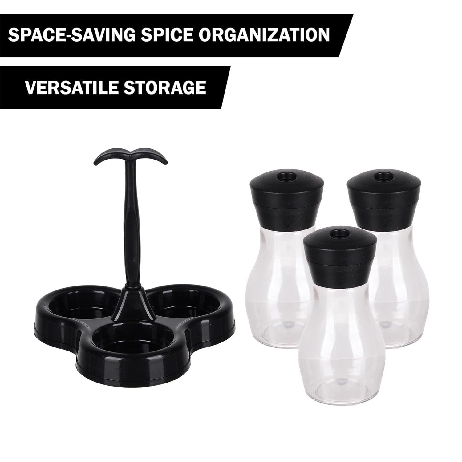 Kuber Industries Spice Rack  3 in 1 Masala Rack Set  Kitchen Spice Storage Box  Spice Rack for Kitchen  Masala Spice Rack  Masala Daani  Masala dabba  Spice Jar  Black