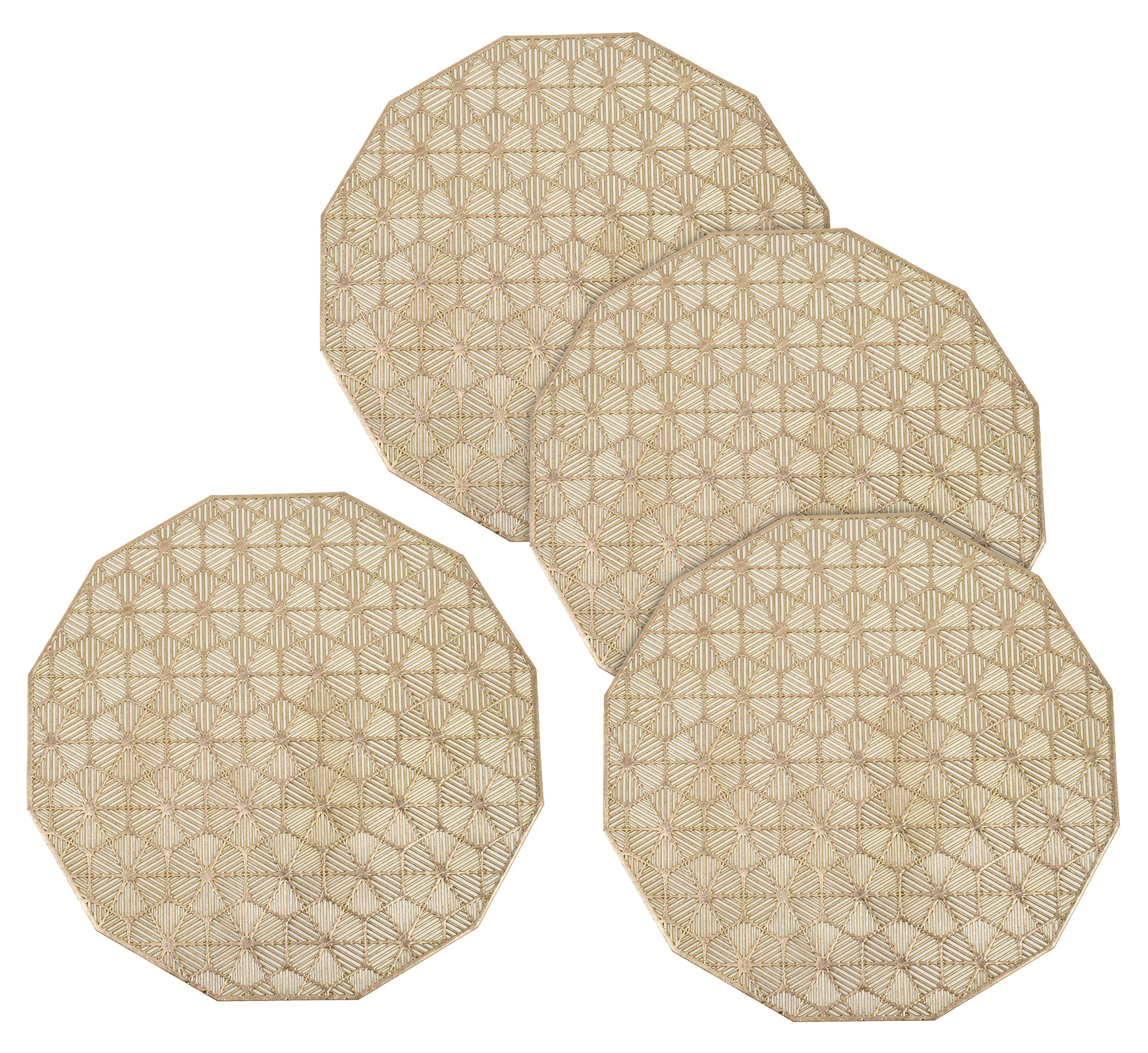 Kuber Industries Spider Web Deisgn Soft Leather Table Placemats,(Gold)