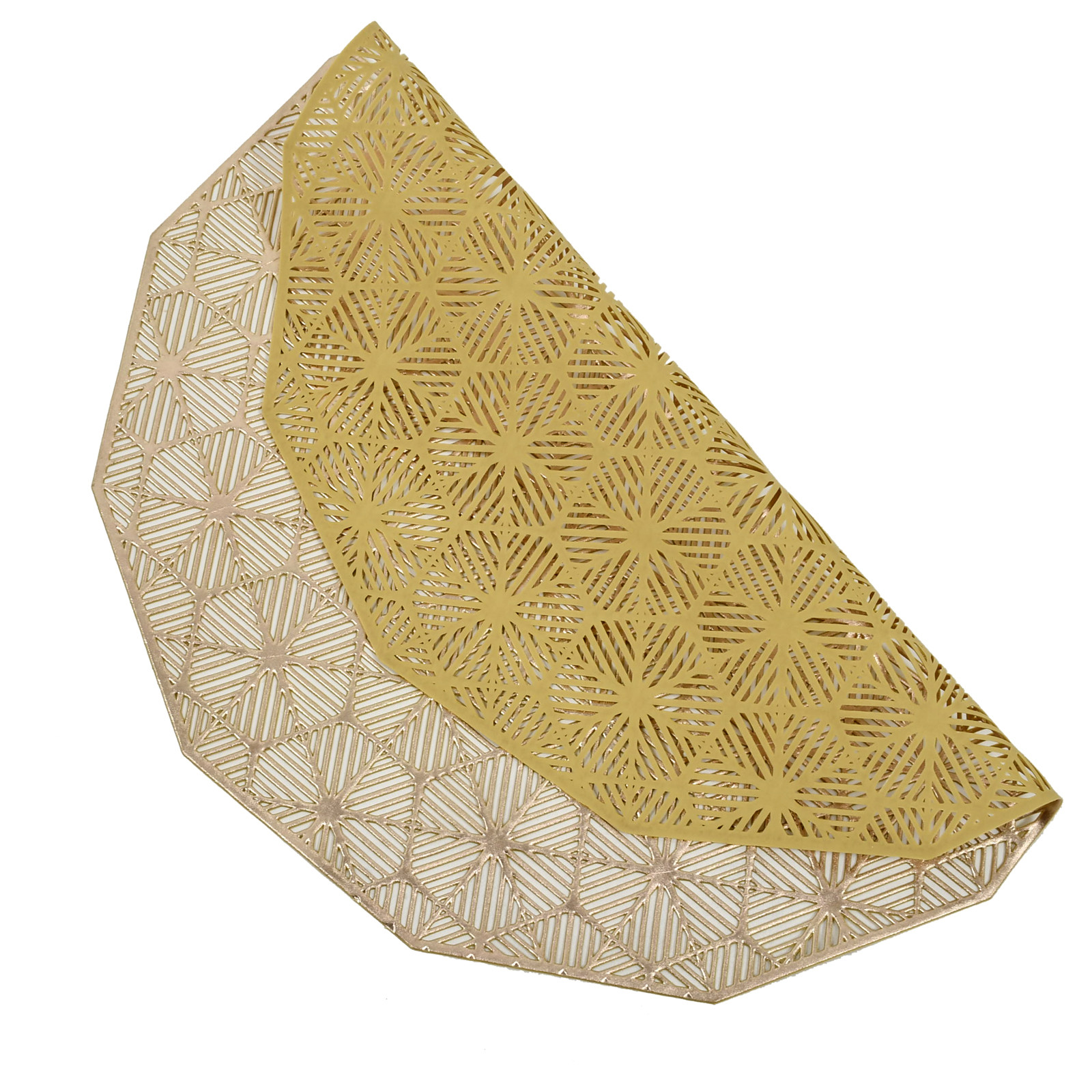Kuber Industries Spider Web Deisgn Soft Leather Table Placemats,(Gold)