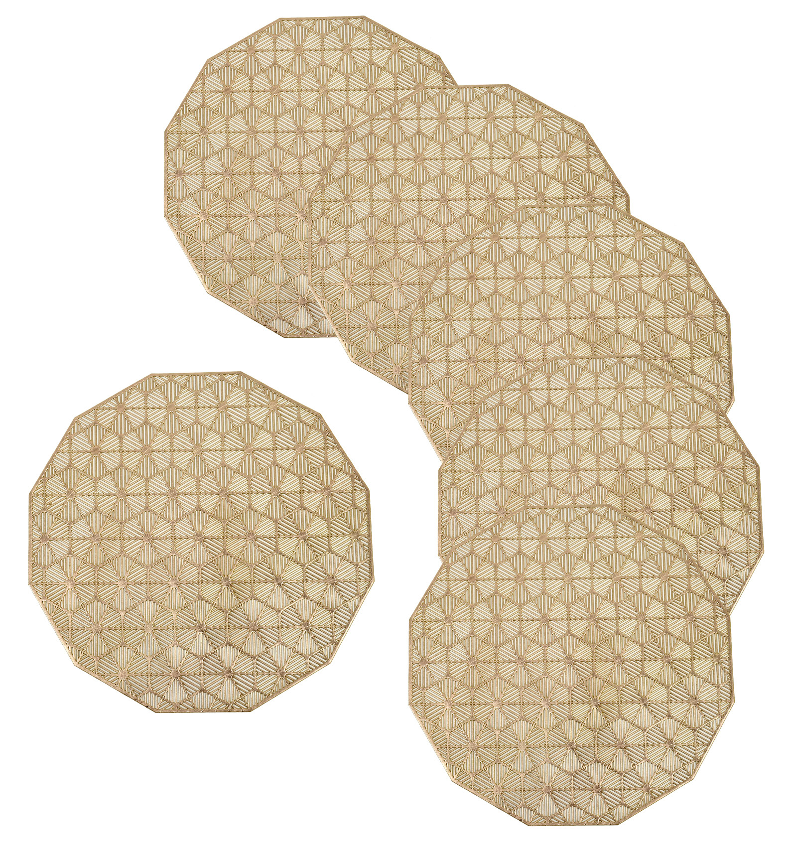 Kuber Industries Spider Web Deisgn Soft Leather Table Placemats,(Gold)