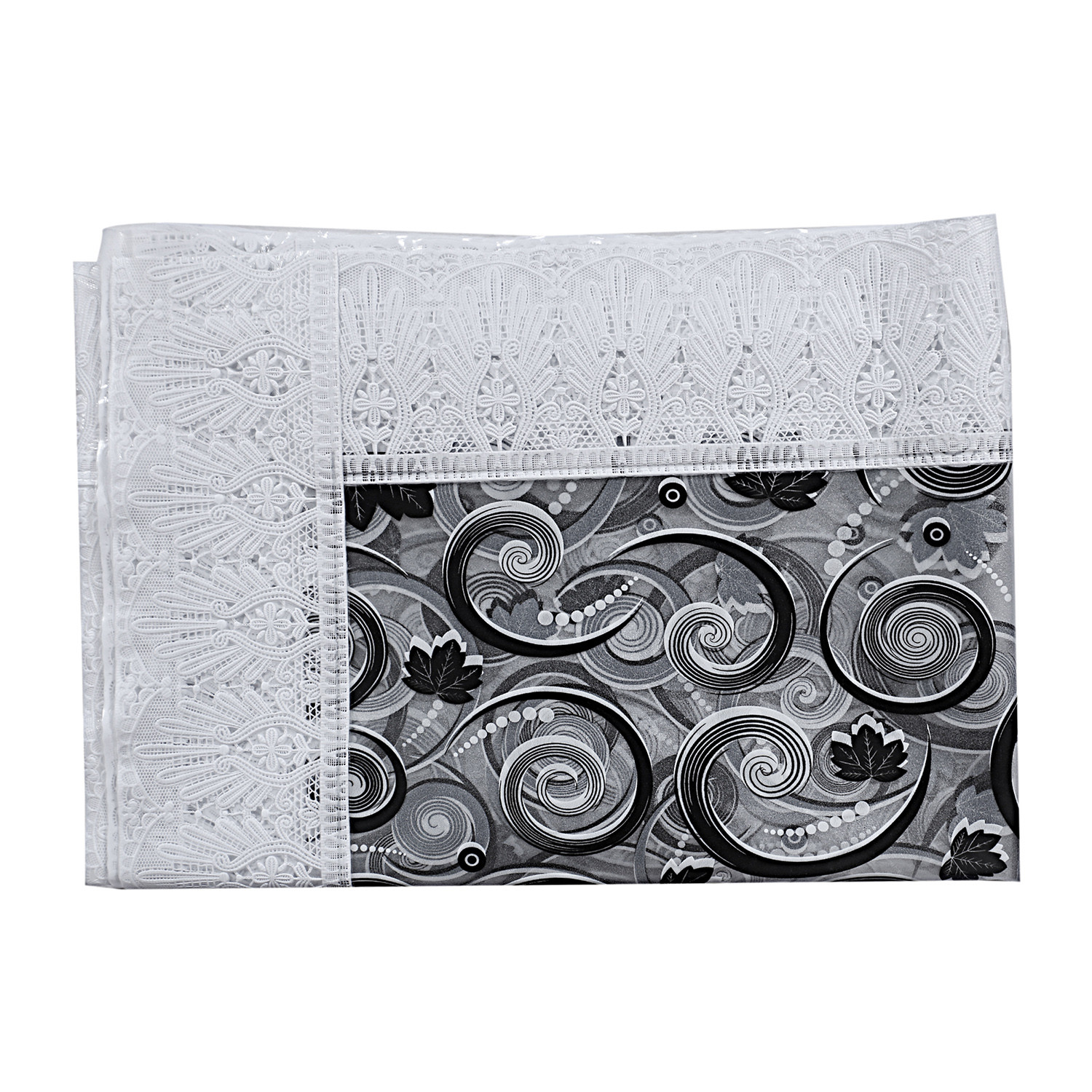 Kuber Industries Spiral Design Waterproof Attractive Dining Table Cover & Center Table Cover for Home Decoration,(White)