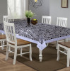 Kuber Industries Spiral Design Waterproof Dining Table Cover|Tabletop for Home Decoration With White Lace Border, 60X90 inch (White)
