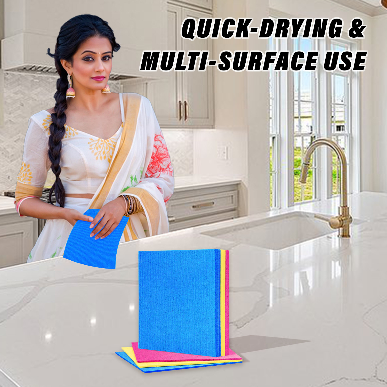 Kuber Industries Sponge Wipes | Washing Wipes Paper Towel | Sponge Cleaning Cloths for Kitchen | Reusable Sponge Wipe Cloths | Cleaning Sponges | 18x20 | Multi