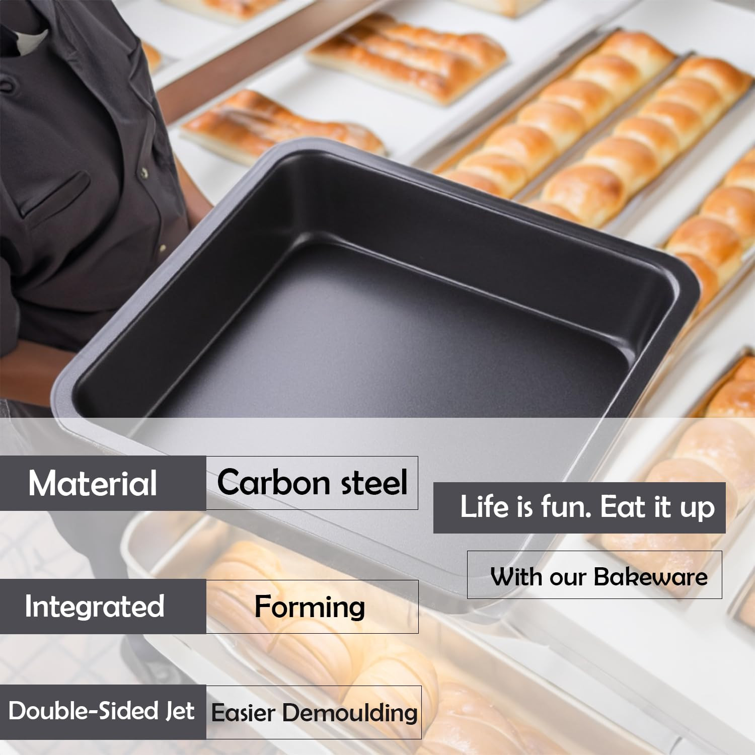 Kuber Industries Square Bakeware Cake Pan|Large Cake/Bread Mould (Black)
