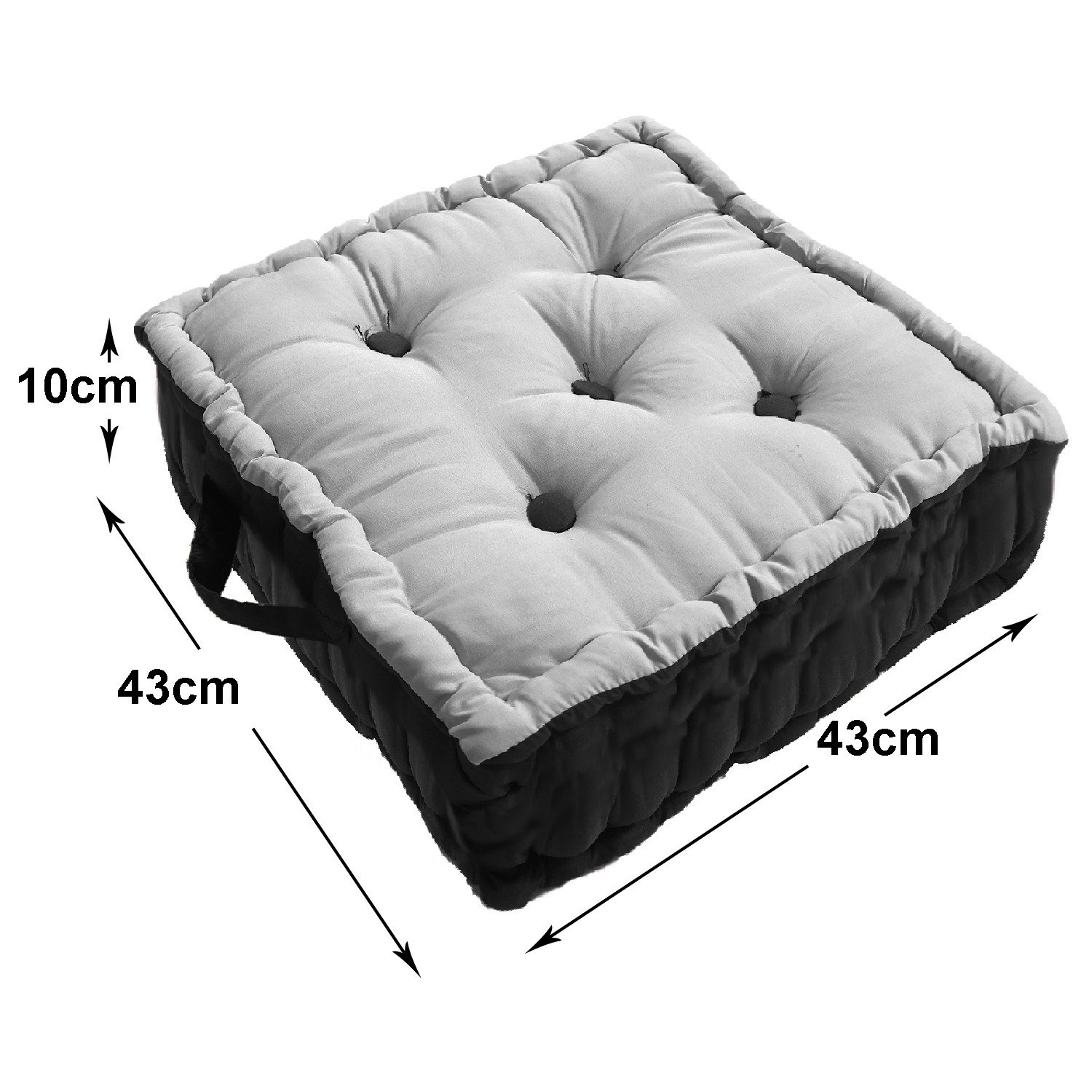 Kuber Industries Square Chair Pad|Comfortable Seat Cushion|Soft Cotton Pillow Filler for Seating,Meditation,Yoga,Living Room (Gray)