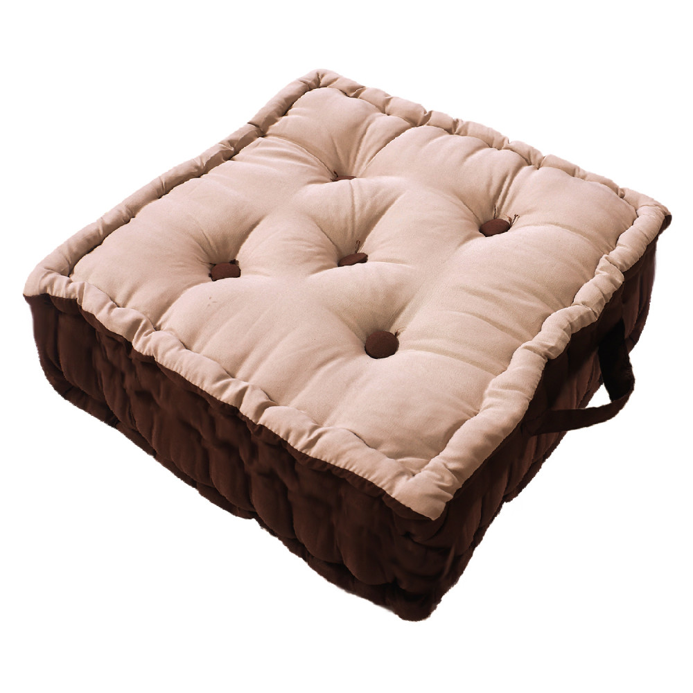 Kuber Industries Square Chair Pad|Comfortable Seat Cushion|Soft Cotton Pillow Filler for Seating,Meditation,Yoga,Living Room (Beige)