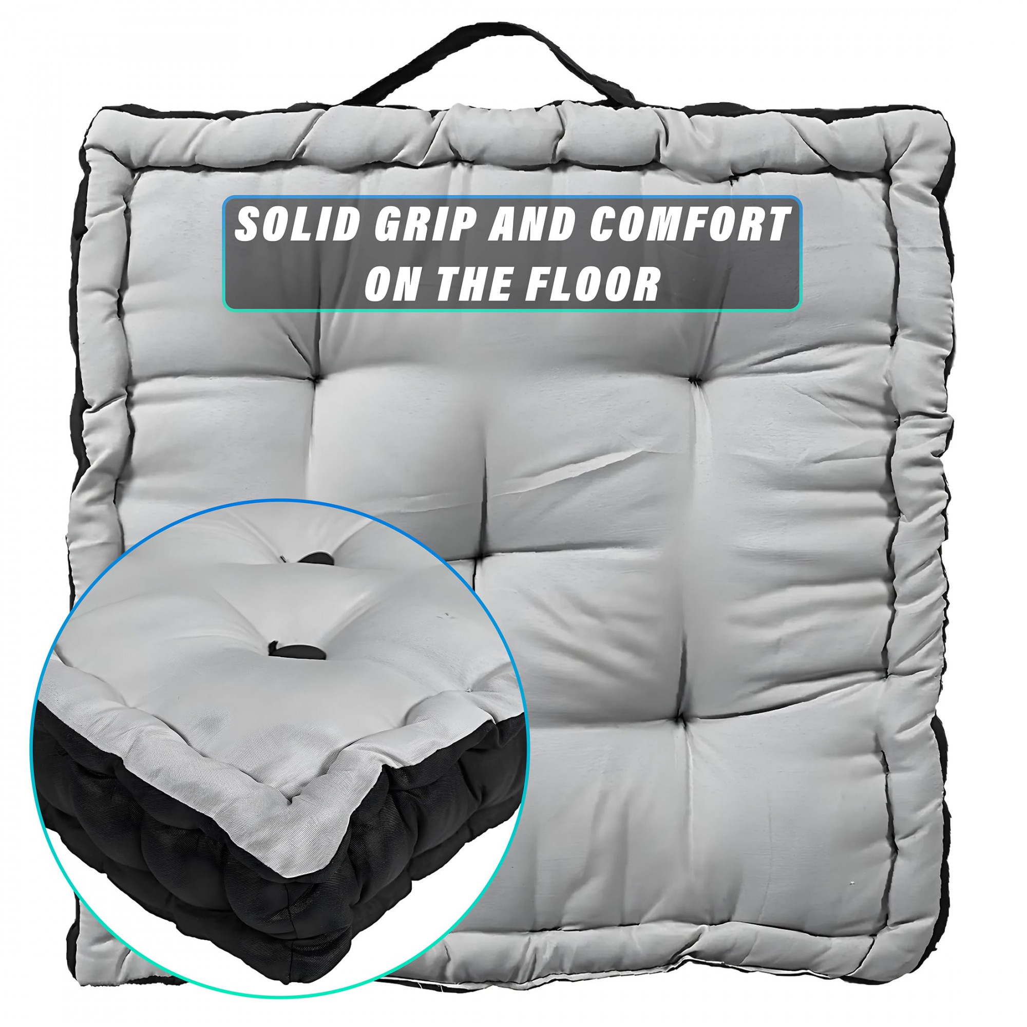 Kuber Industries Square Chair PadComfortable Seat CushionSoft Cotton Pillow Filler for SeatingMeditationYogaLiving Room Gray