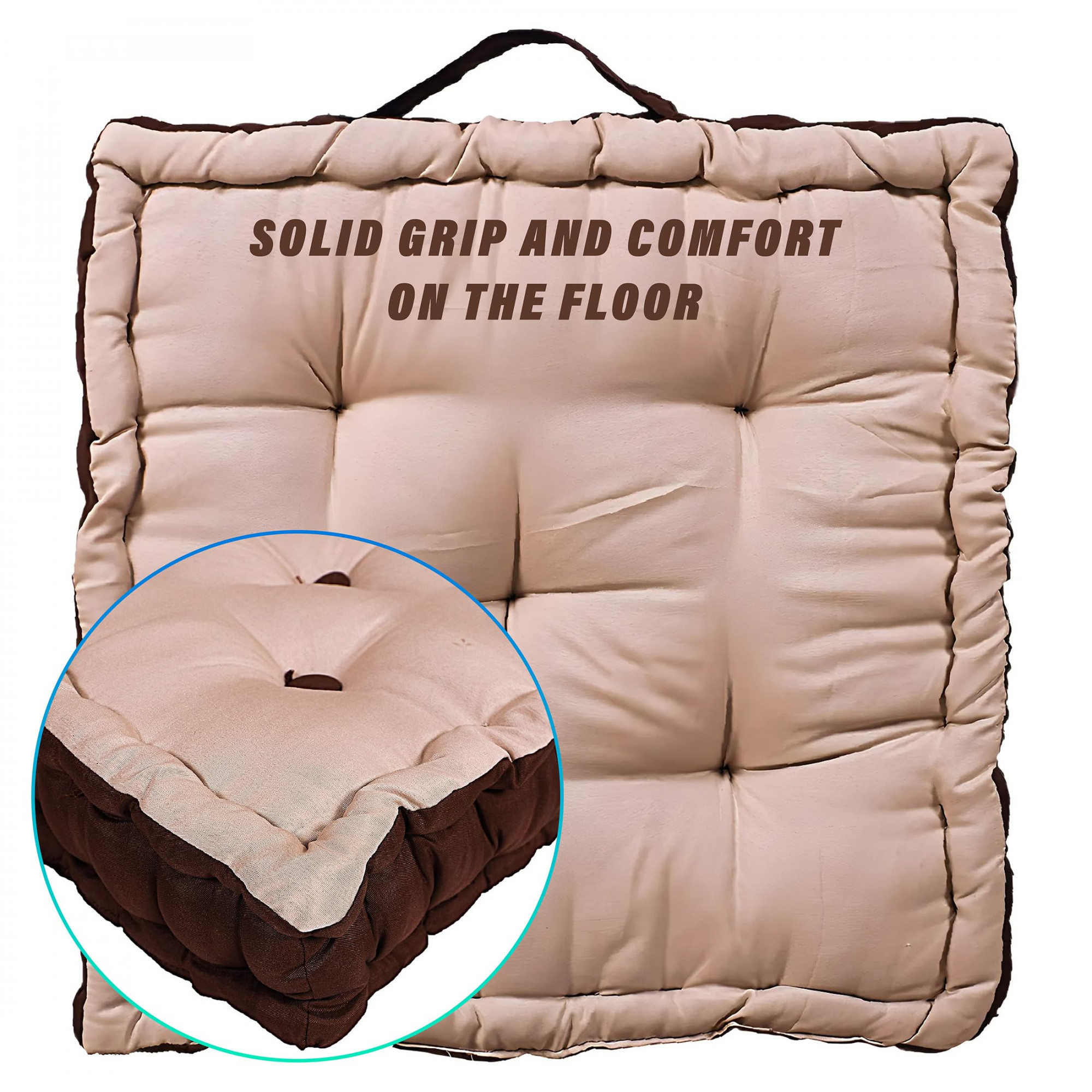 Kuber Industries Square Chair PadComfortable Seat CushionSoft Cotton Pillow Filler for SeatingMeditationYogaLiving Room Beige