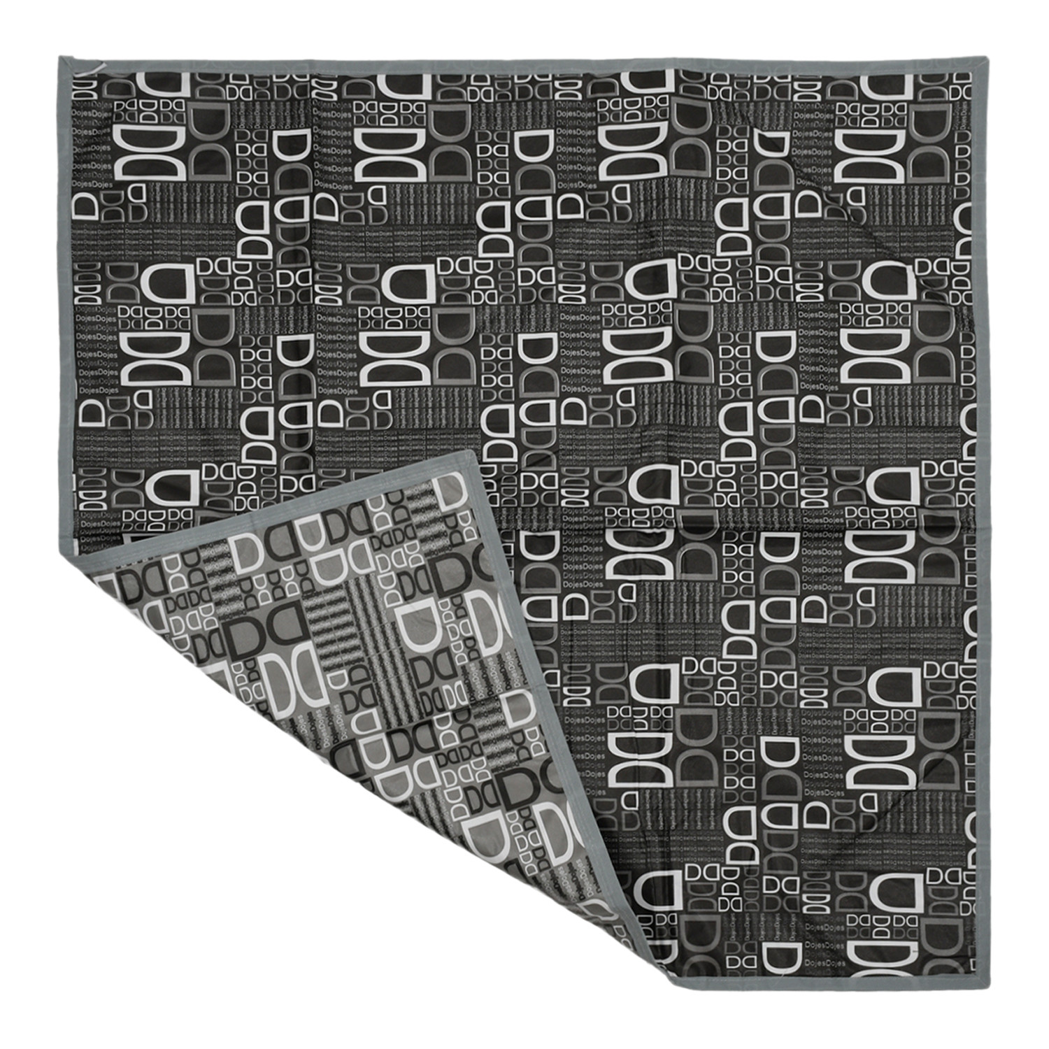 Kuber Industries Square D Print Both Sided Bed Server Food Mat (Black)