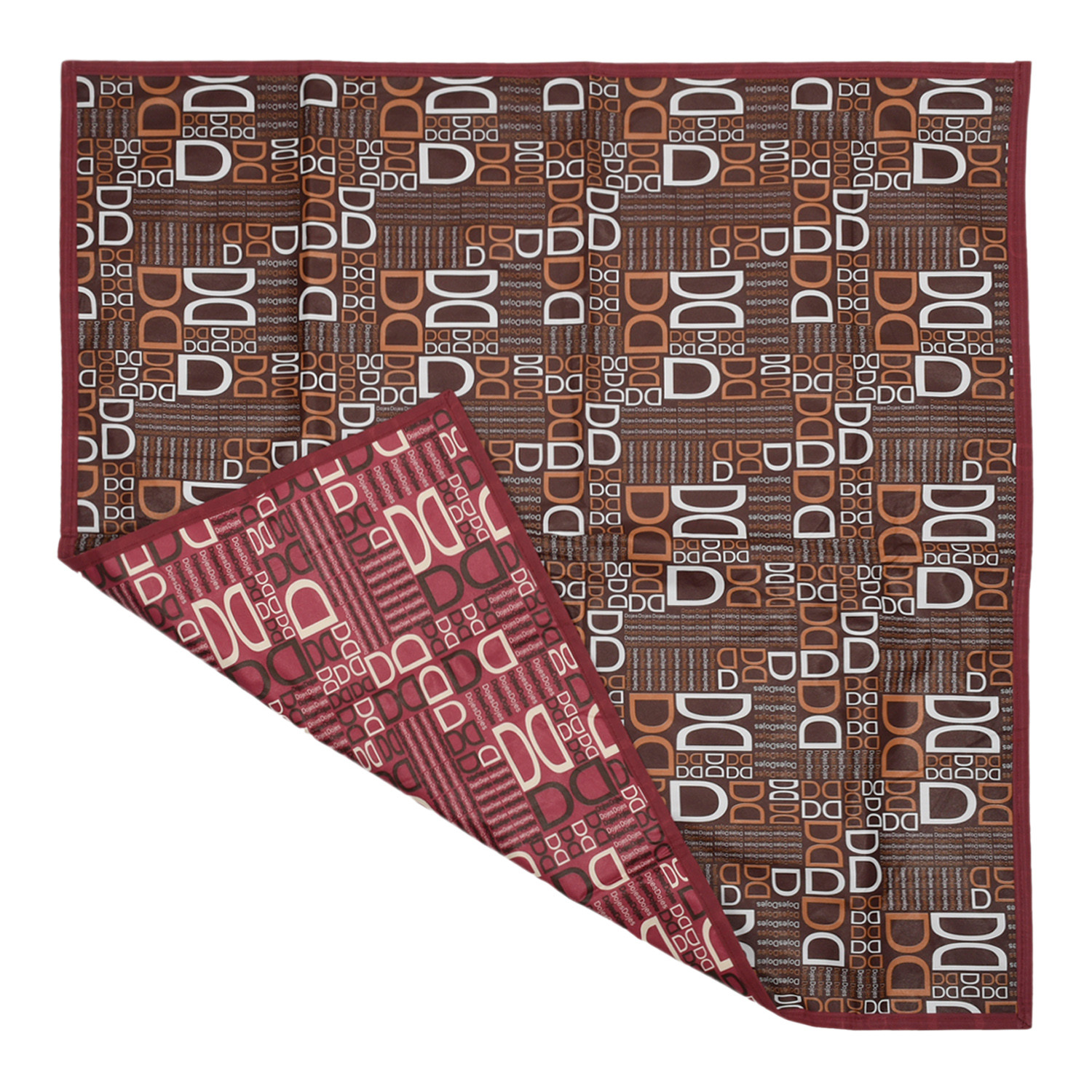 Kuber Industries Square D Print Both Sided Bed Server Food Mat (Brown)