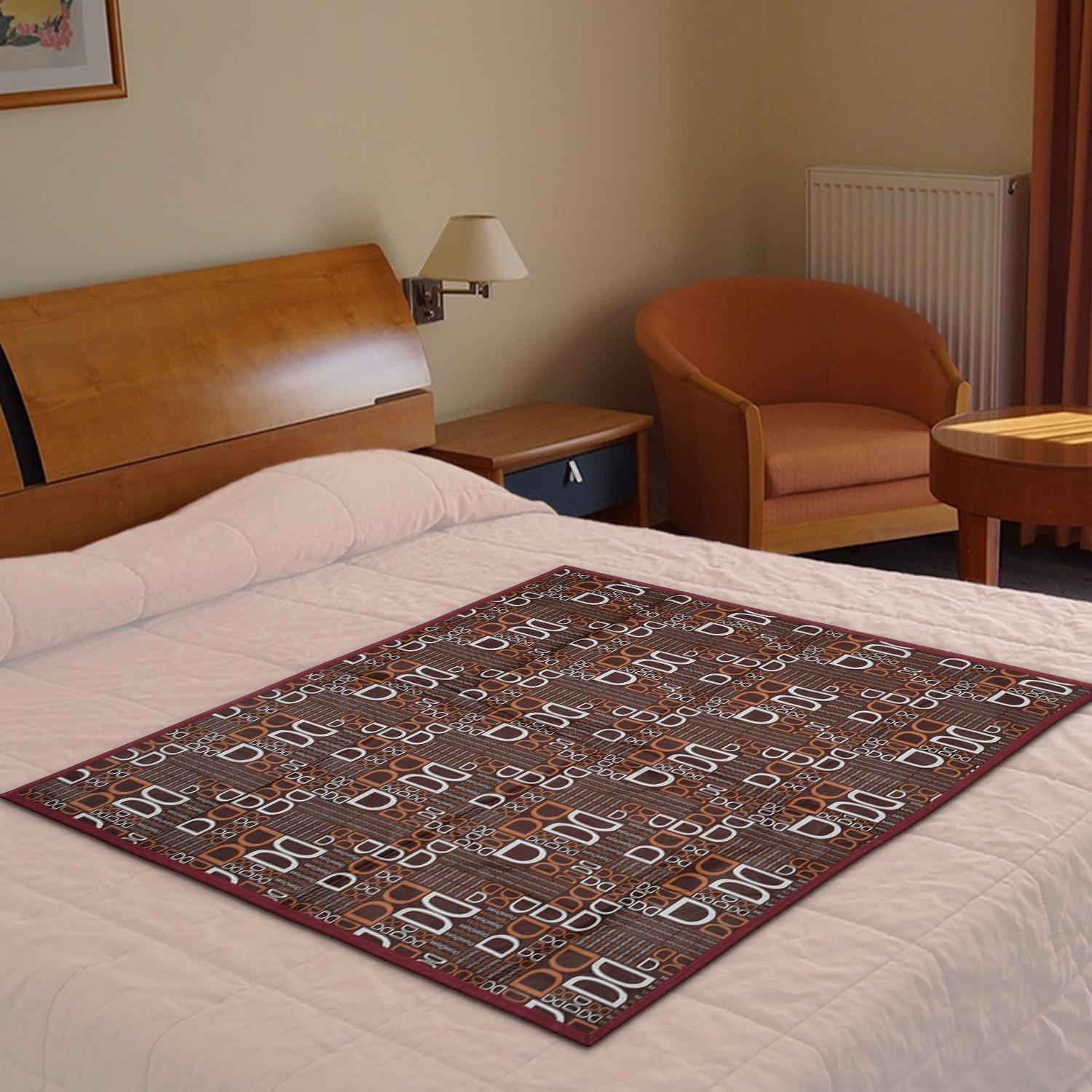 Kuber Industries Square D Print Both Sided Bed Server Food Mat (Brown)