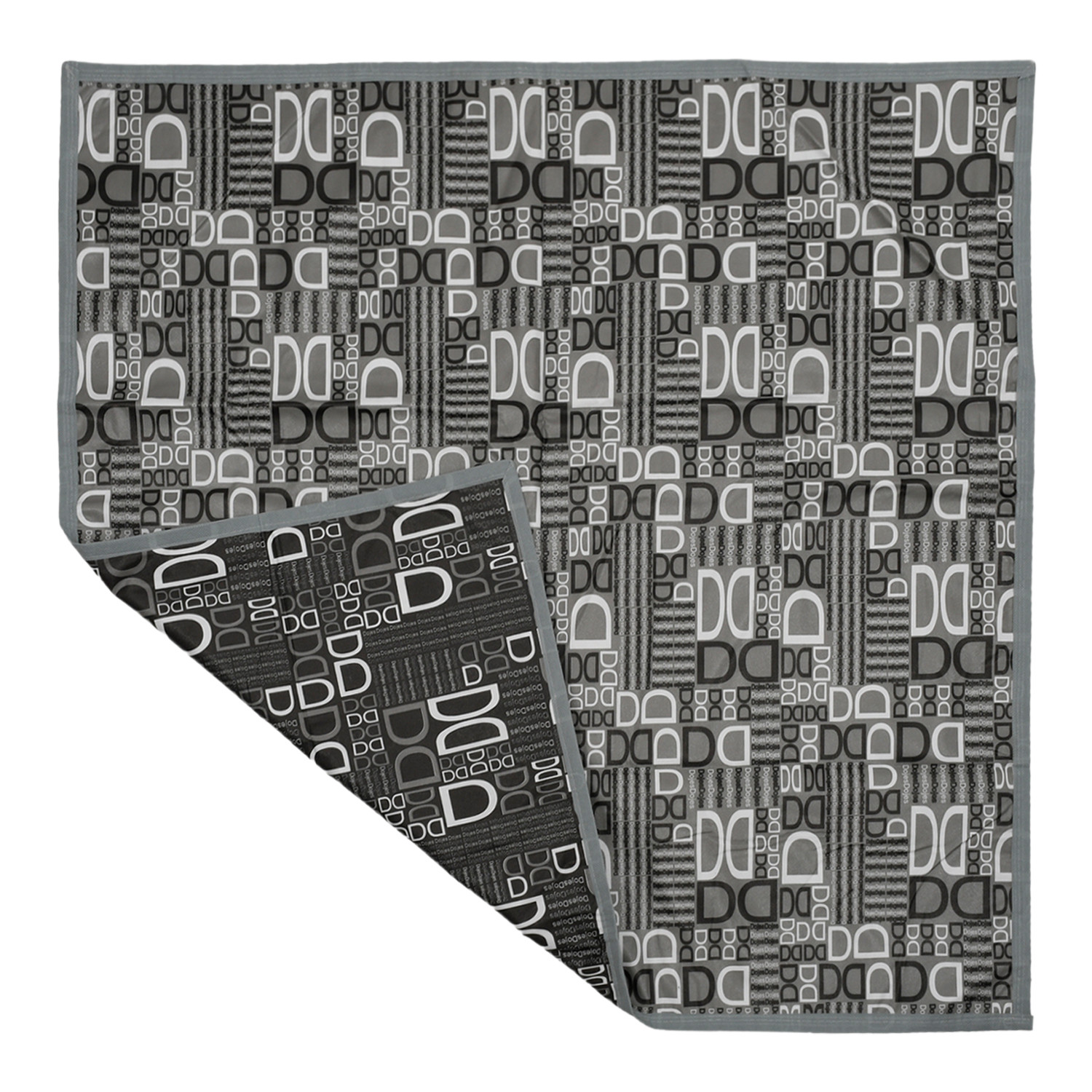 Kuber Industries Square D Print Both Sided Bed Server Food Mat (Grey)