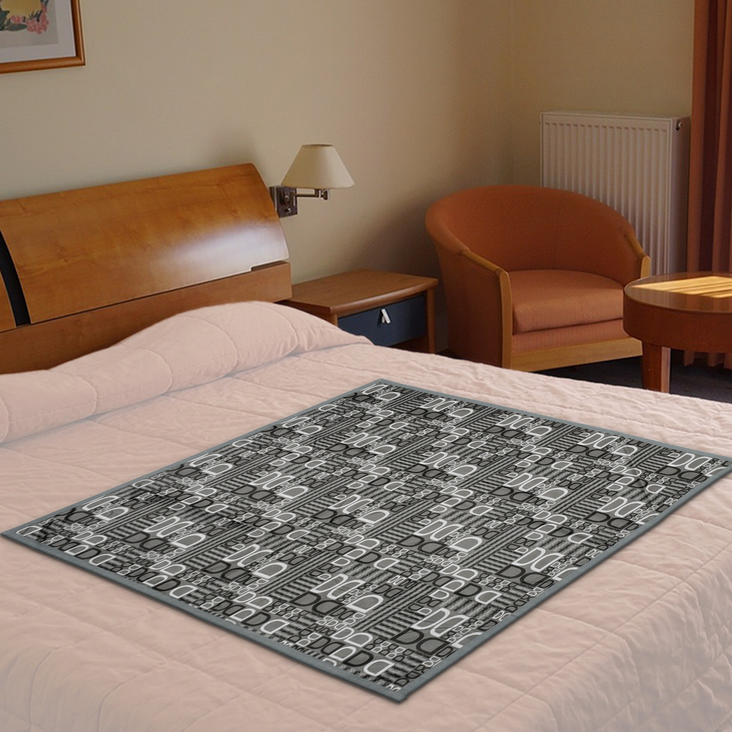 Kuber Industries Square D Print Both Sided Bed Server Food Mat (Grey)