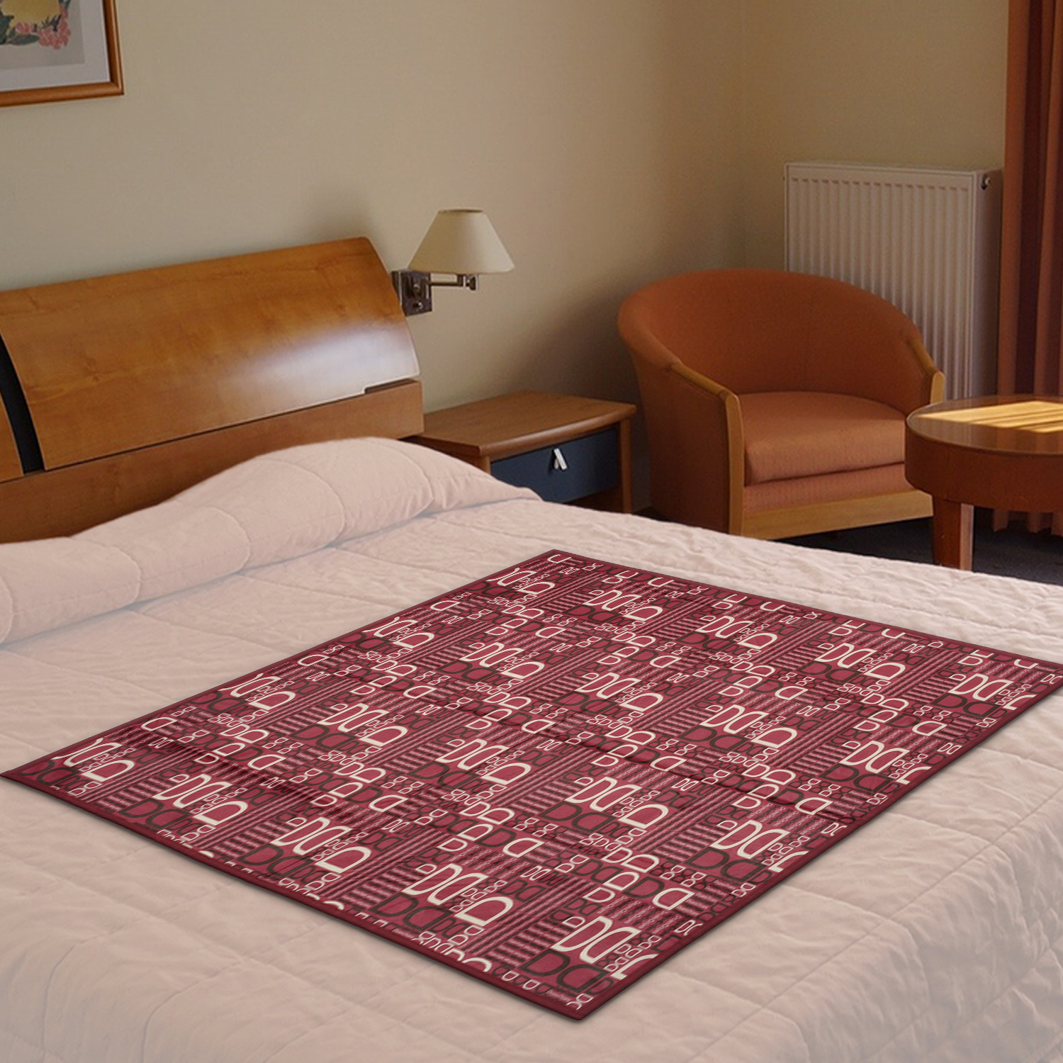 Kuber Industries Square D Print Both Sided Bed Server Food Mat (Magenta)