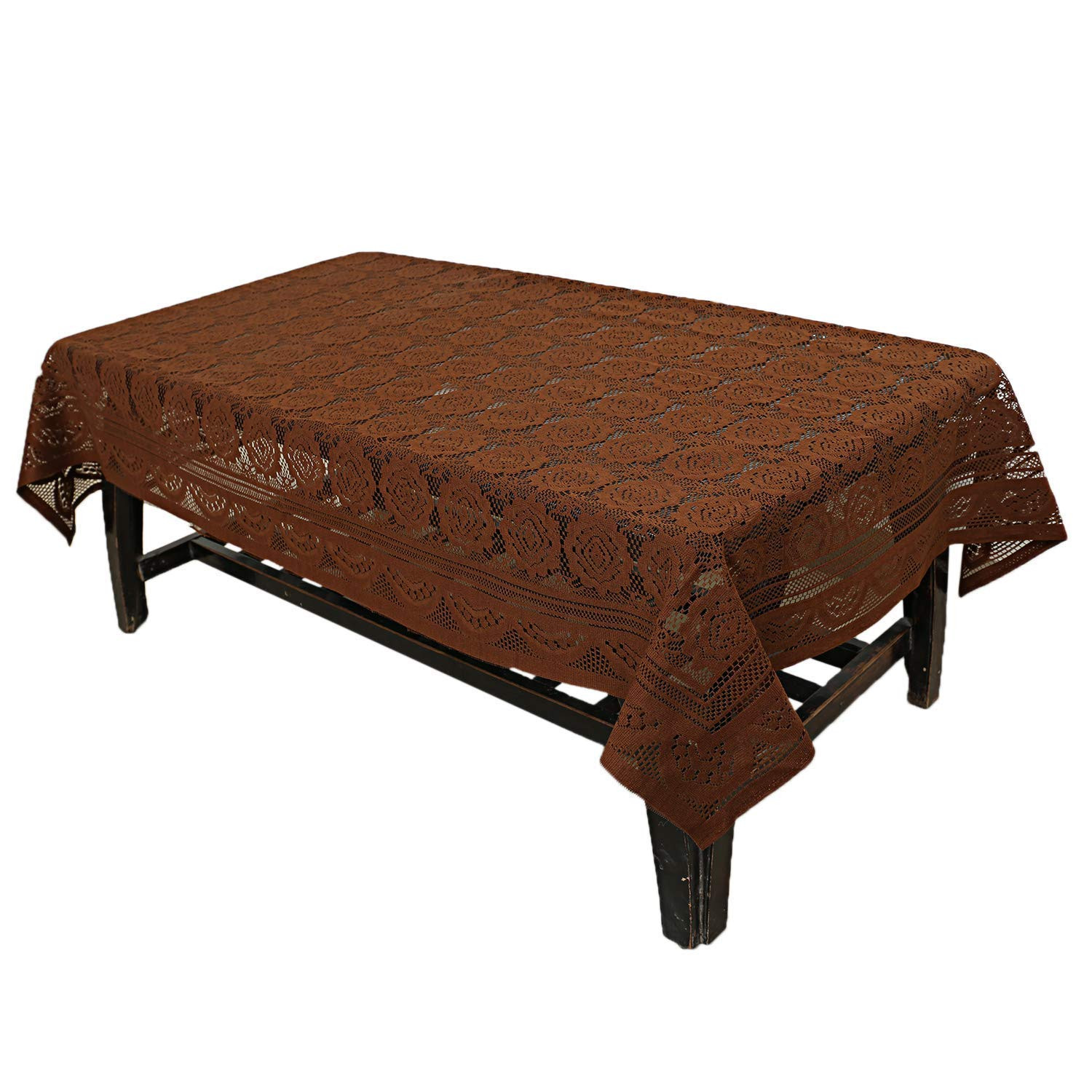 Kuber Industries Square Design Cotton 5 Seater Sofa Cover Set with 6 Pieces Arms cover And 1 Center Table Cover (Set Of 17,Brown )-KUBMRT12010