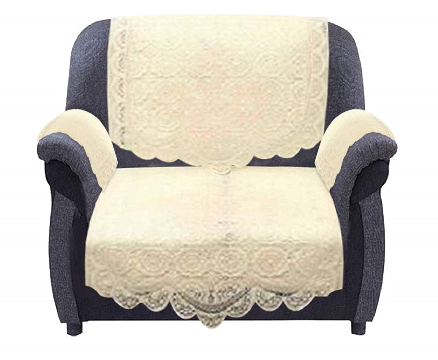 Kuber Industries Square Design Cotton 5 Seater Sofa Cover With 6 Pieces Arms cover And 1 Center Table Cover Use Both Side, Living Room, Drawing Room, Bedroom, Guest Room (Set Of17, Cream)-KUBMRT12005