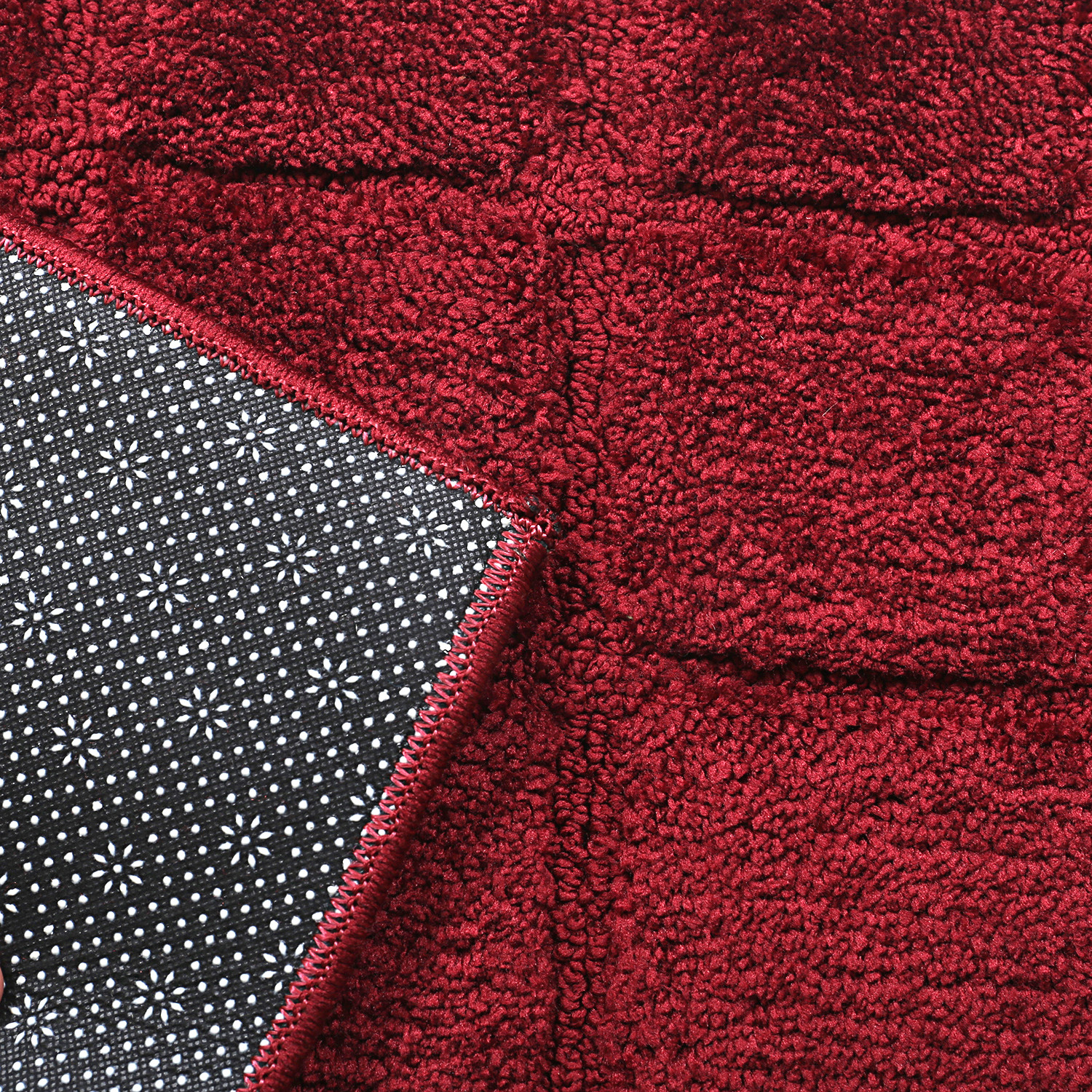 Kuber Industries Square Design Soft, lightweigth Velvet Doormat/ Floor Mat (Maroon)