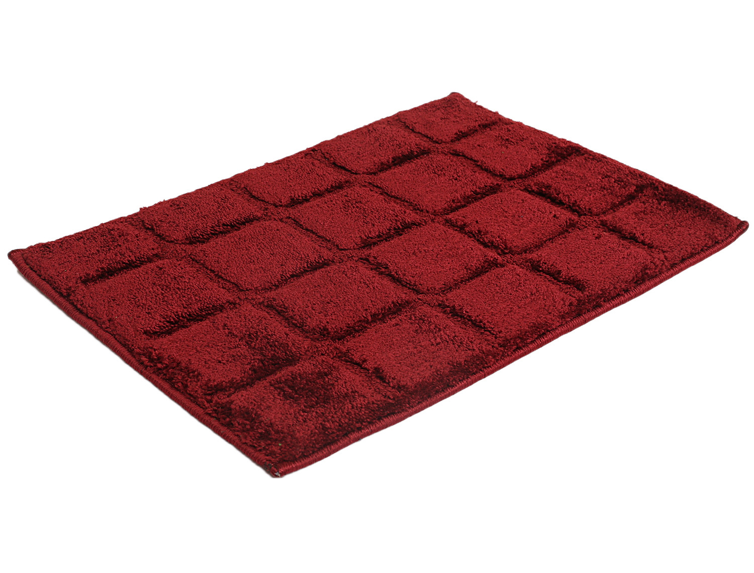 Kuber Industries Square Design Soft, lightweigth Velvet Doormat/ Floor Mat (Maroon)
