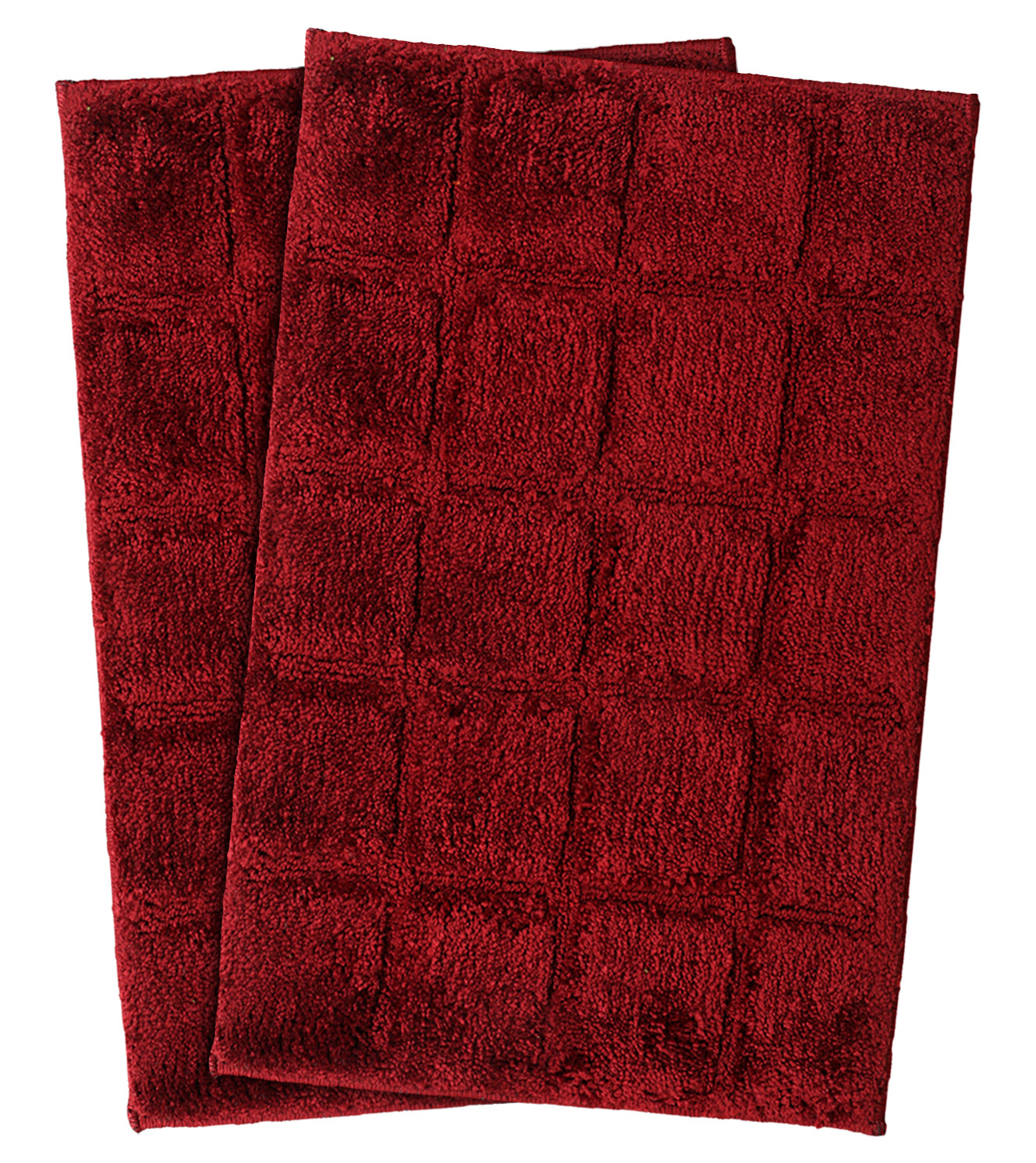 Kuber Industries Square Design Soft, lightweigth Velvet Doormat/ Floor Mat (Maroon)