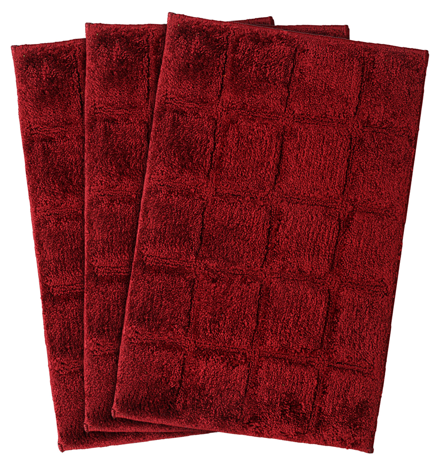 Kuber Industries Square Design Soft, lightweigth Velvet Doormat/ Floor Mat (Maroon)