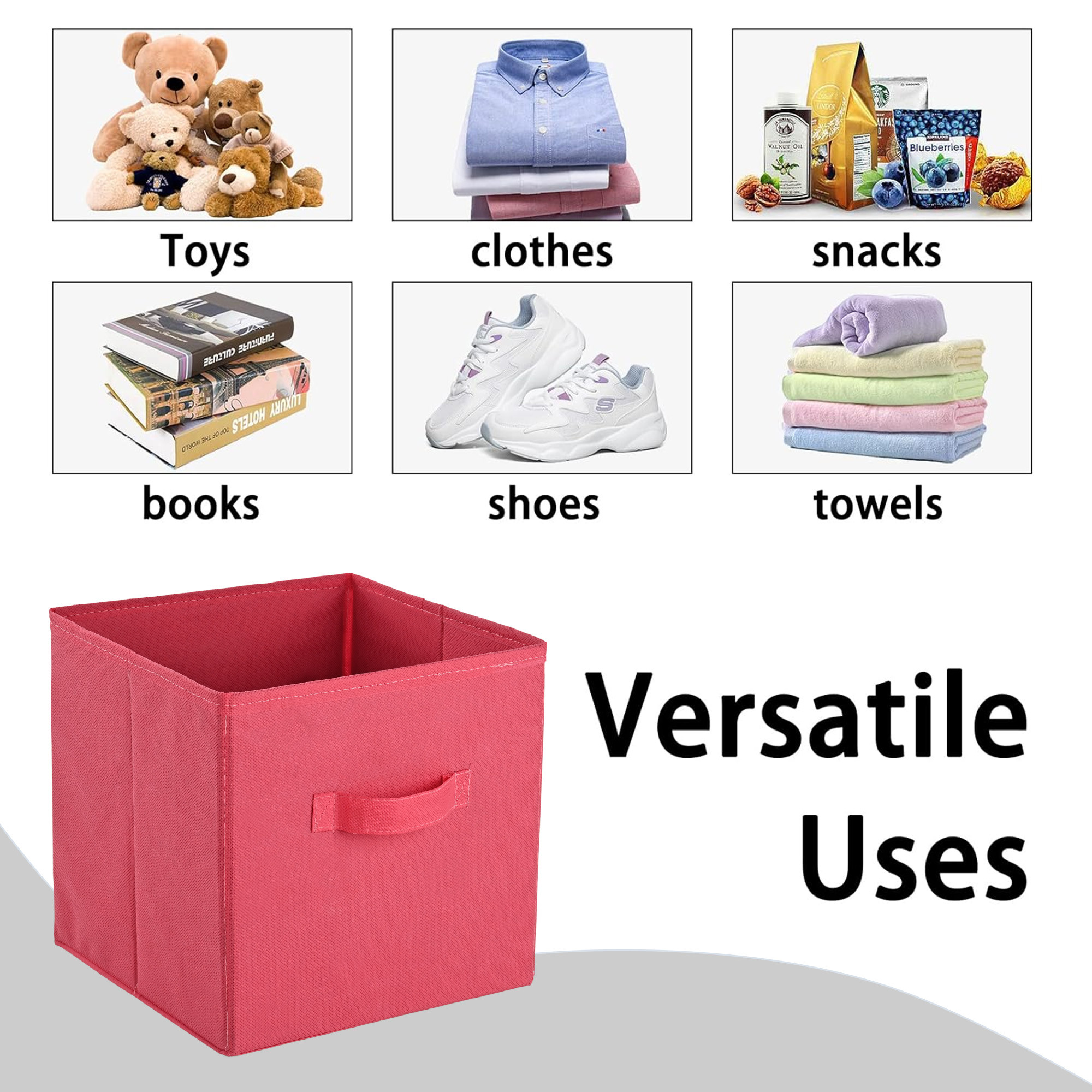 Kuber Industries Square Foldable  Multipurpose Wardrobe Storage Organizer for Home  11 Inch Portable CupboardCloset Organiser Storage Box for Clothes  Toys  Pink