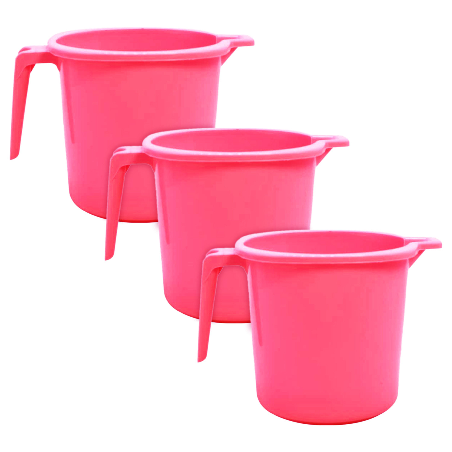 Kuber Industries Square Large Plastic Bathroom Mug, 2 Litre- (Pink)