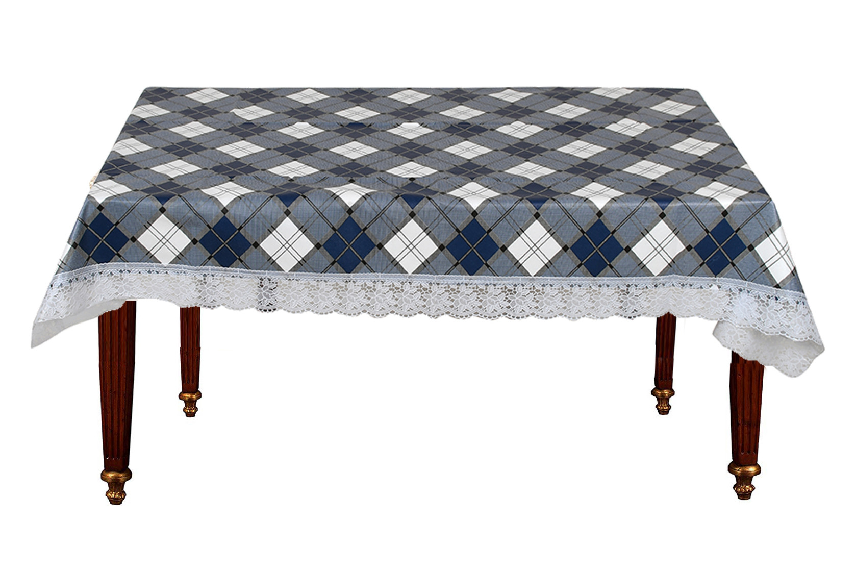 Kuber Industries Square Print PVC 6 Seater Dining Table Cover 60