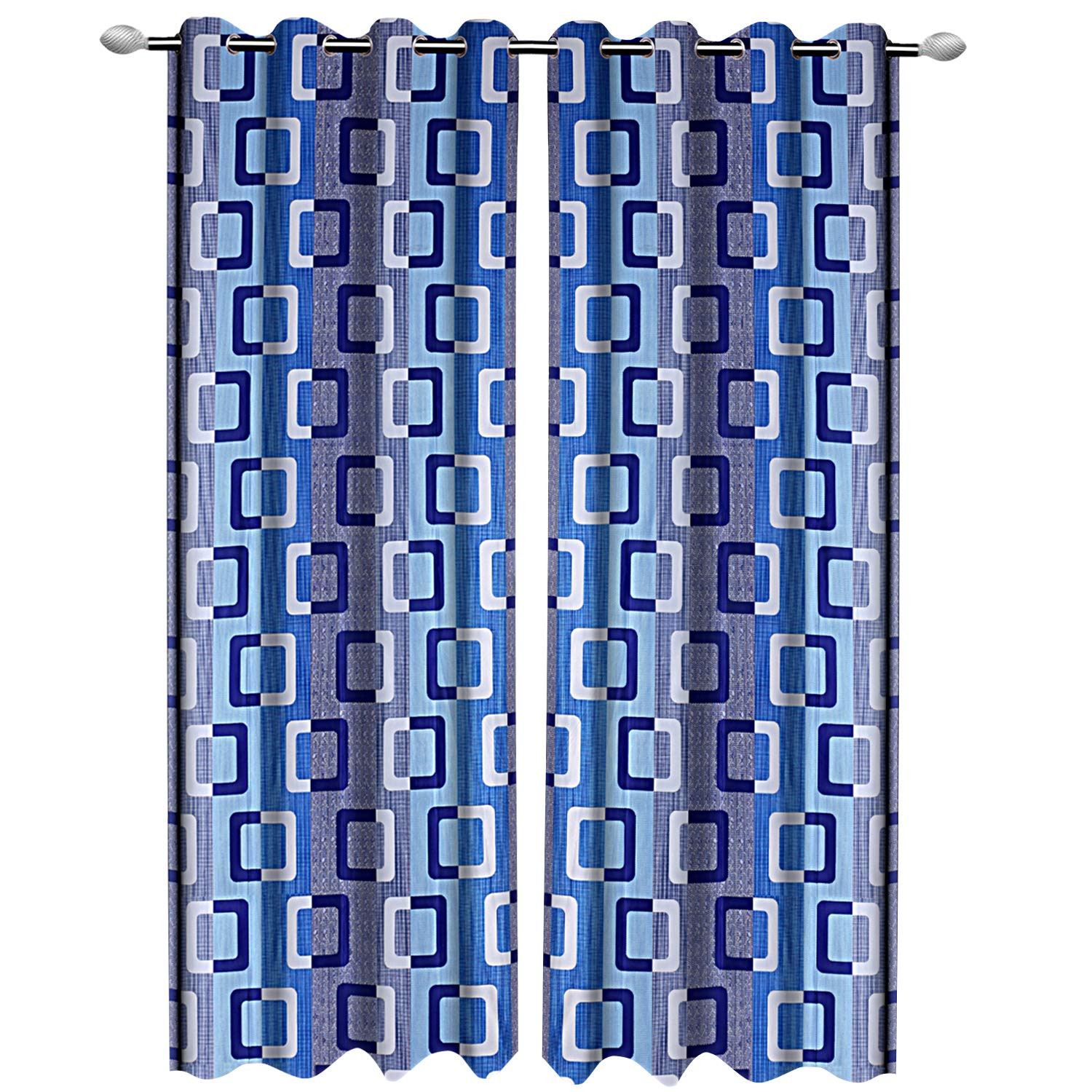 Kuber Industries Square Print Room Darkening Door Curtain, 7 Feet (Blue)