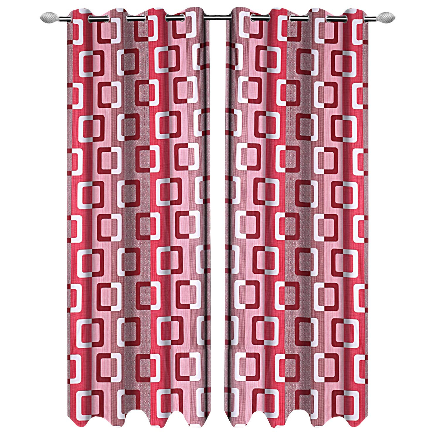 Kuber Industries Square Print Room Darkening Door Curtain, 7 Feet (Pink)