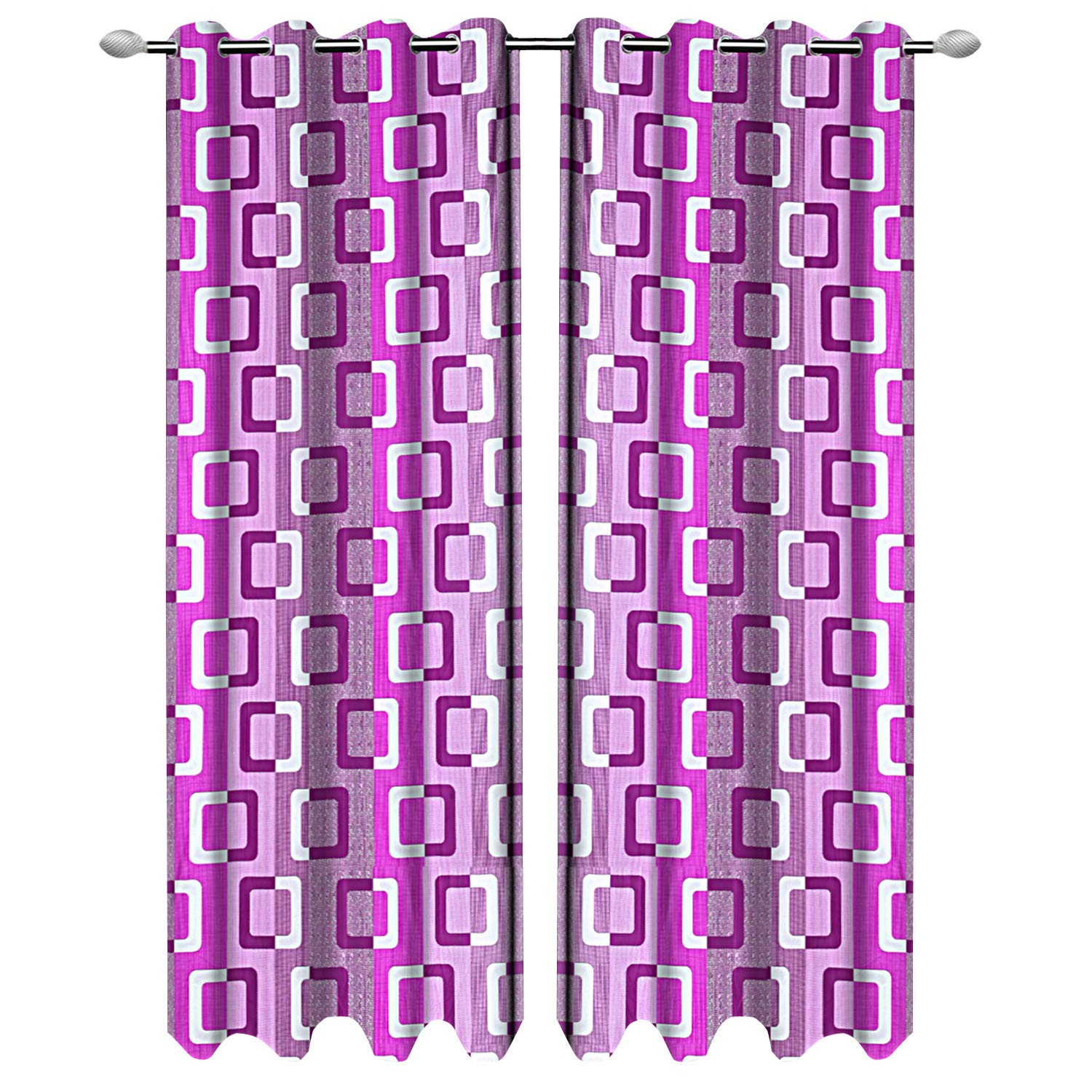 Kuber Industries Square Print Room Darkening Door Curtain, 7 Feet (Purple)