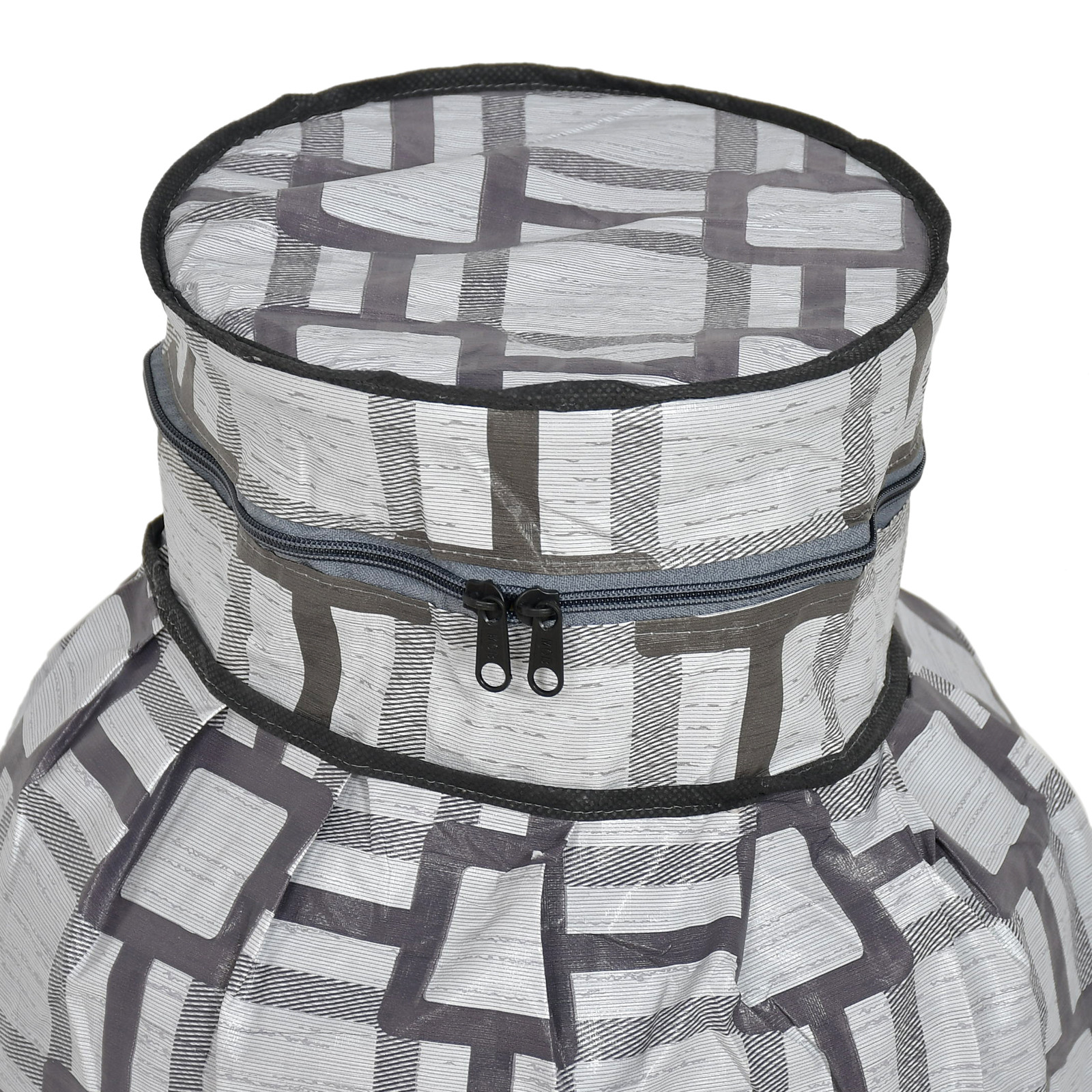 Kuber Industries Square Printed PVC Lpg Gas Cylinder Cover- Pack of 2 (Grey)-HS43KUBMART25627, Standard
