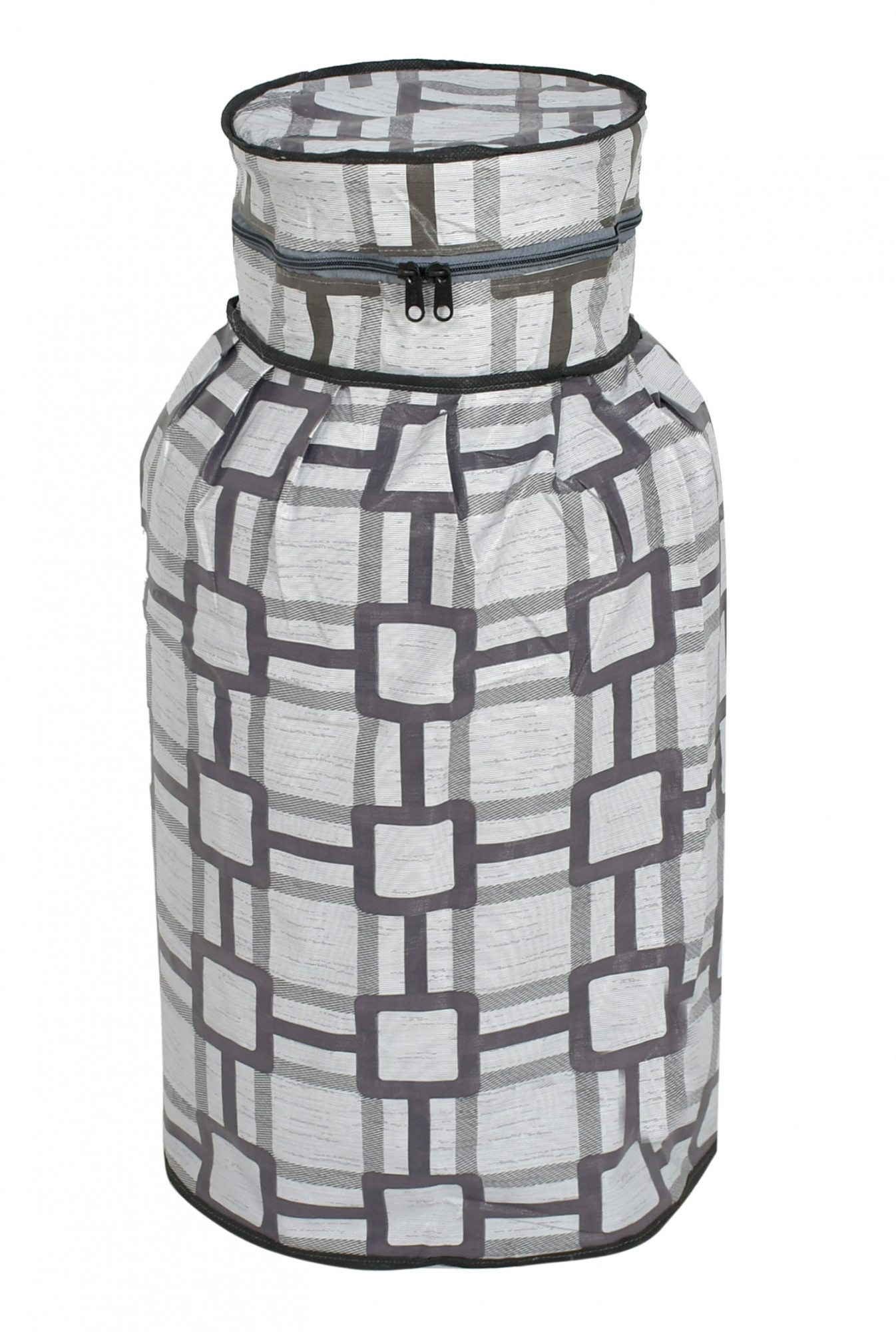 Kuber Industries Square Printed PVC Lpg Gas Cylinder Cover- Pack of 2 (Grey)-HS43KUBMART25627, Standard
