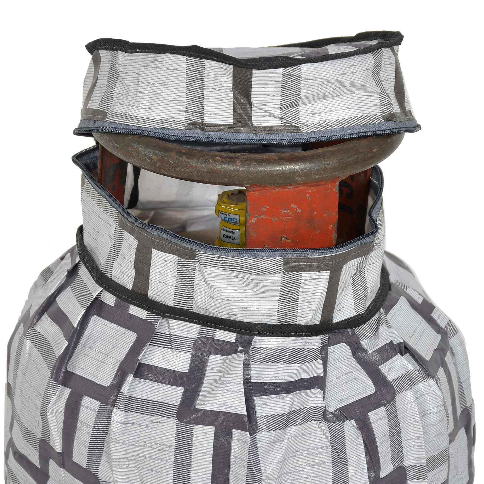 Kuber Industries Square Printed PVC Lpg Gas Cylinder Cover (Grey)-HS43KUBMART25625