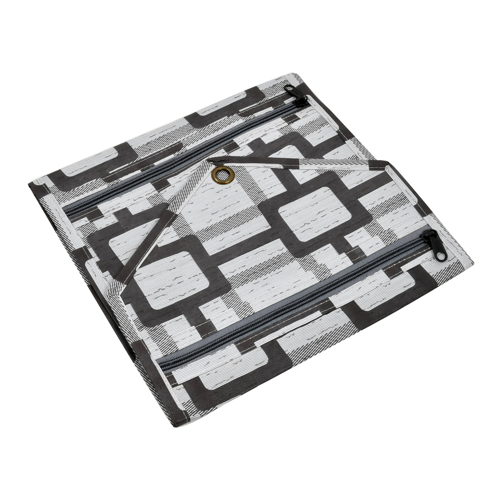 Kuber Industries Square Printed Wall Hanging Magazine Letter Holder/Organizer With 3 Zipper Pockets (Grey)-HS43KUBMART25747