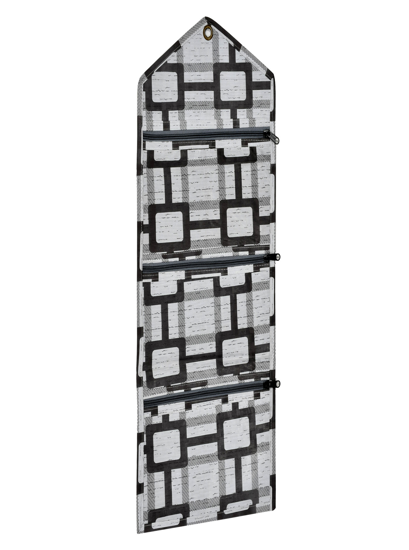Kuber Industries Square Printed Wall Hanging Magazine Letter Holder/Organizer With 3 Zipper Pockets (Grey)-HS43KUBMART25747